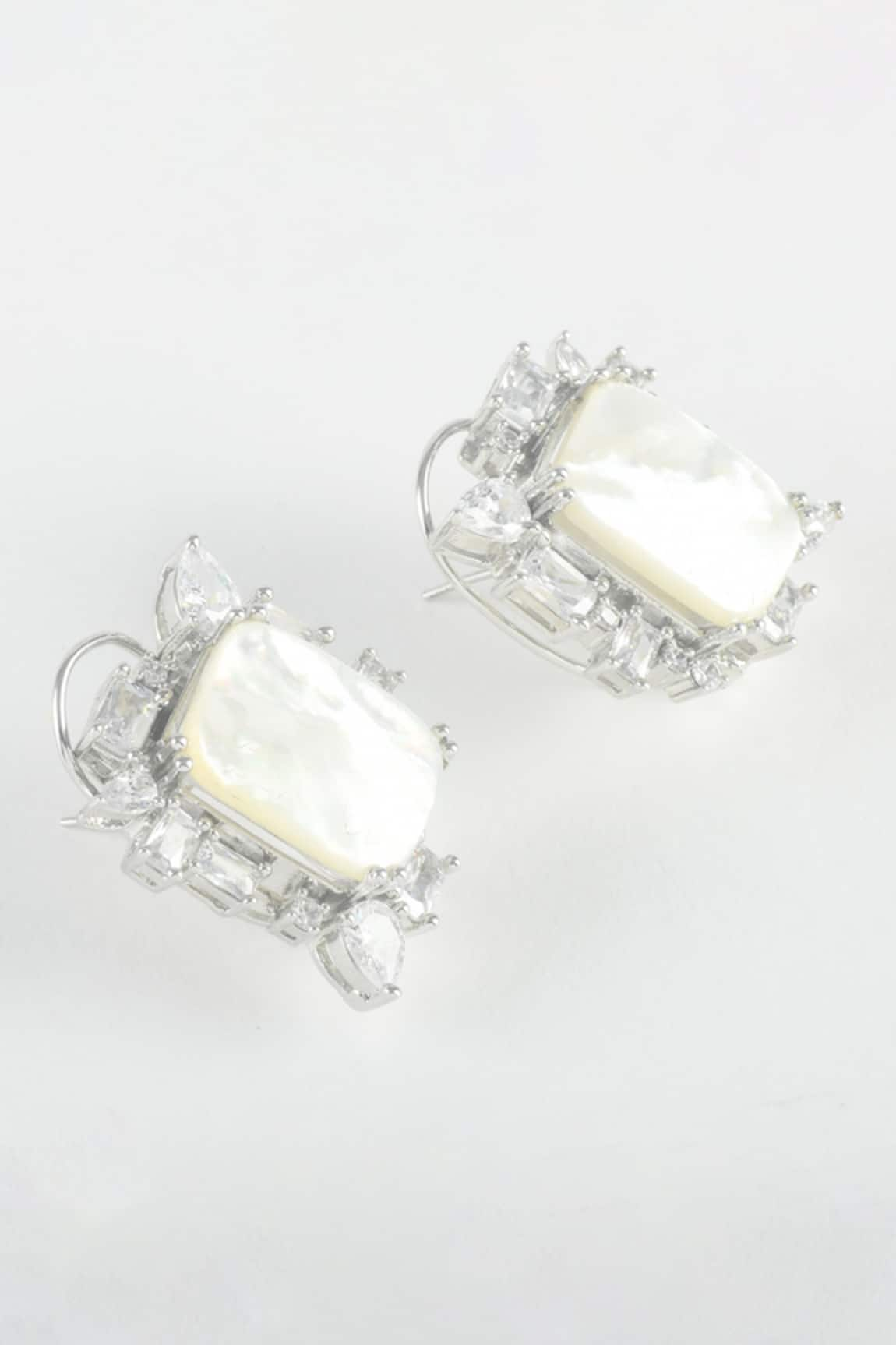 Zaza By Somya Mother of Pearl Royal Highness Stud Earrings