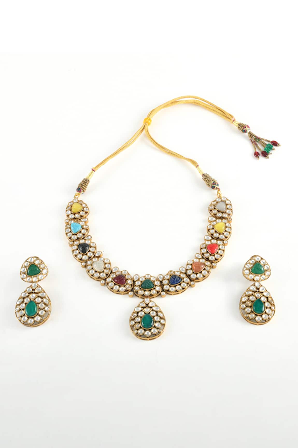 Zaza By Somya Royalness Navratna Necklace Set
