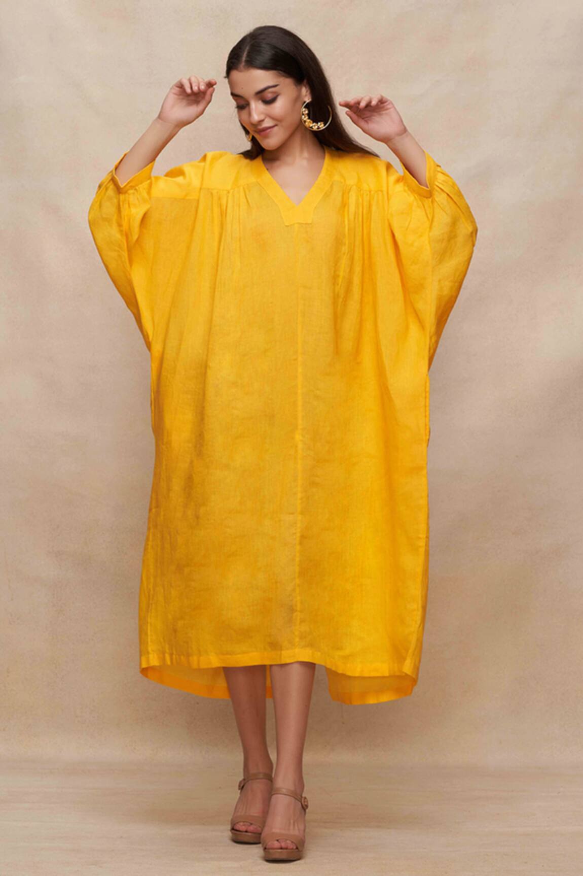 Gulabo By Abu Sandeep Linen Solid Kaftan Dress