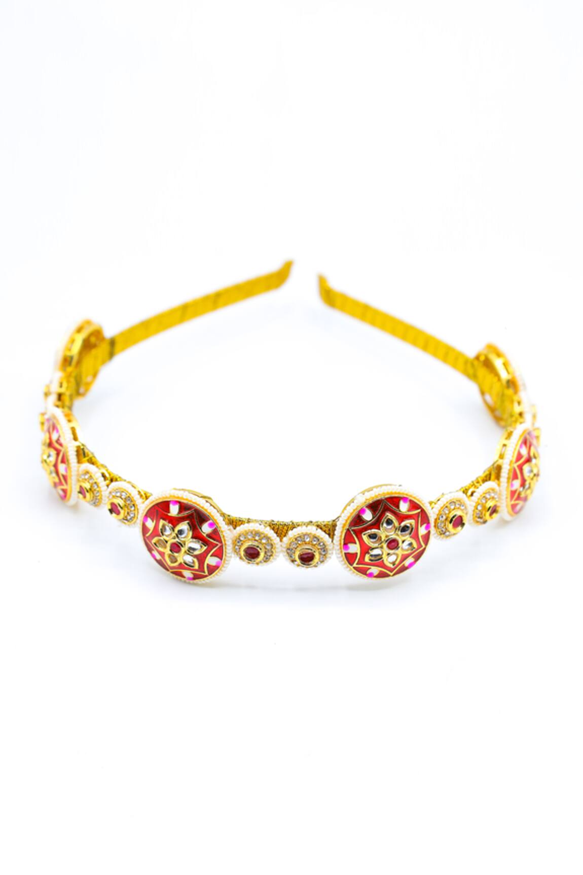 Foot Fuel Crystal Studded Carved Brooch Hairband 