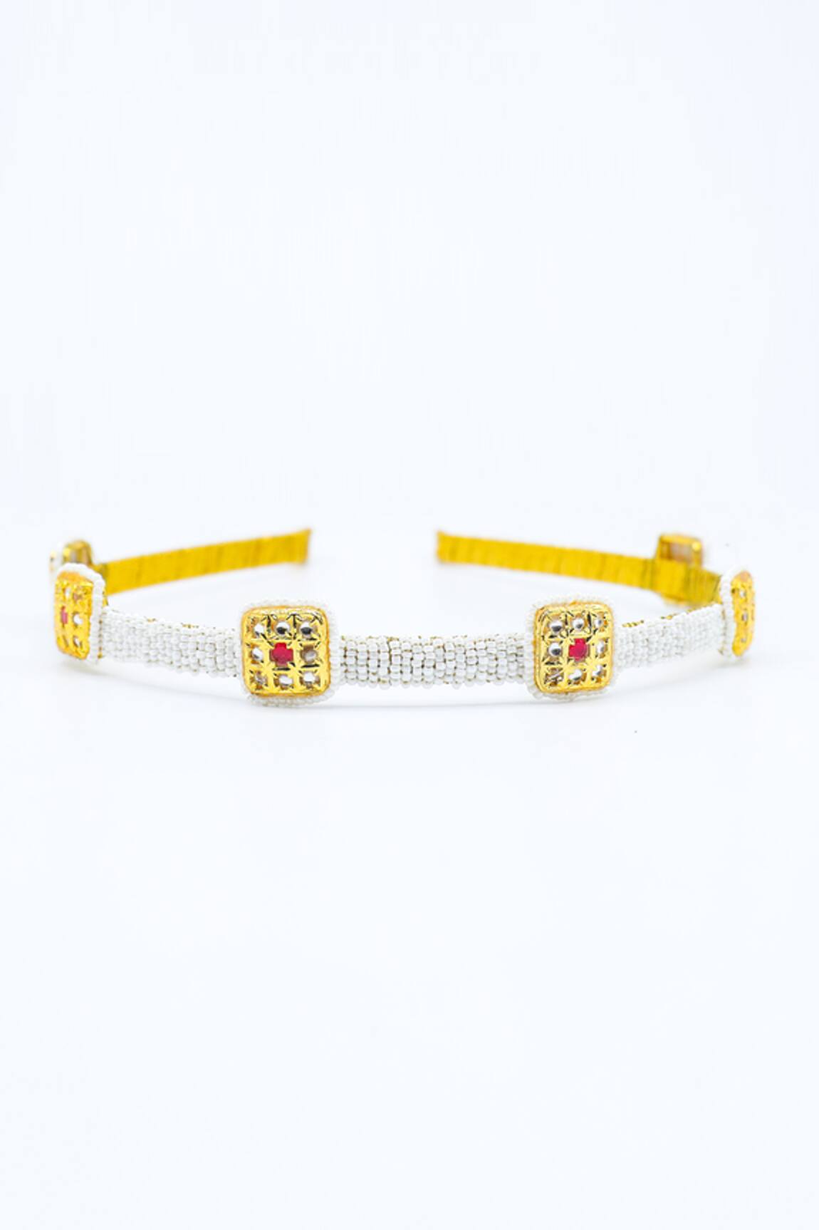 Foot Fuel Square Crystal Studded Brooch Hairband 