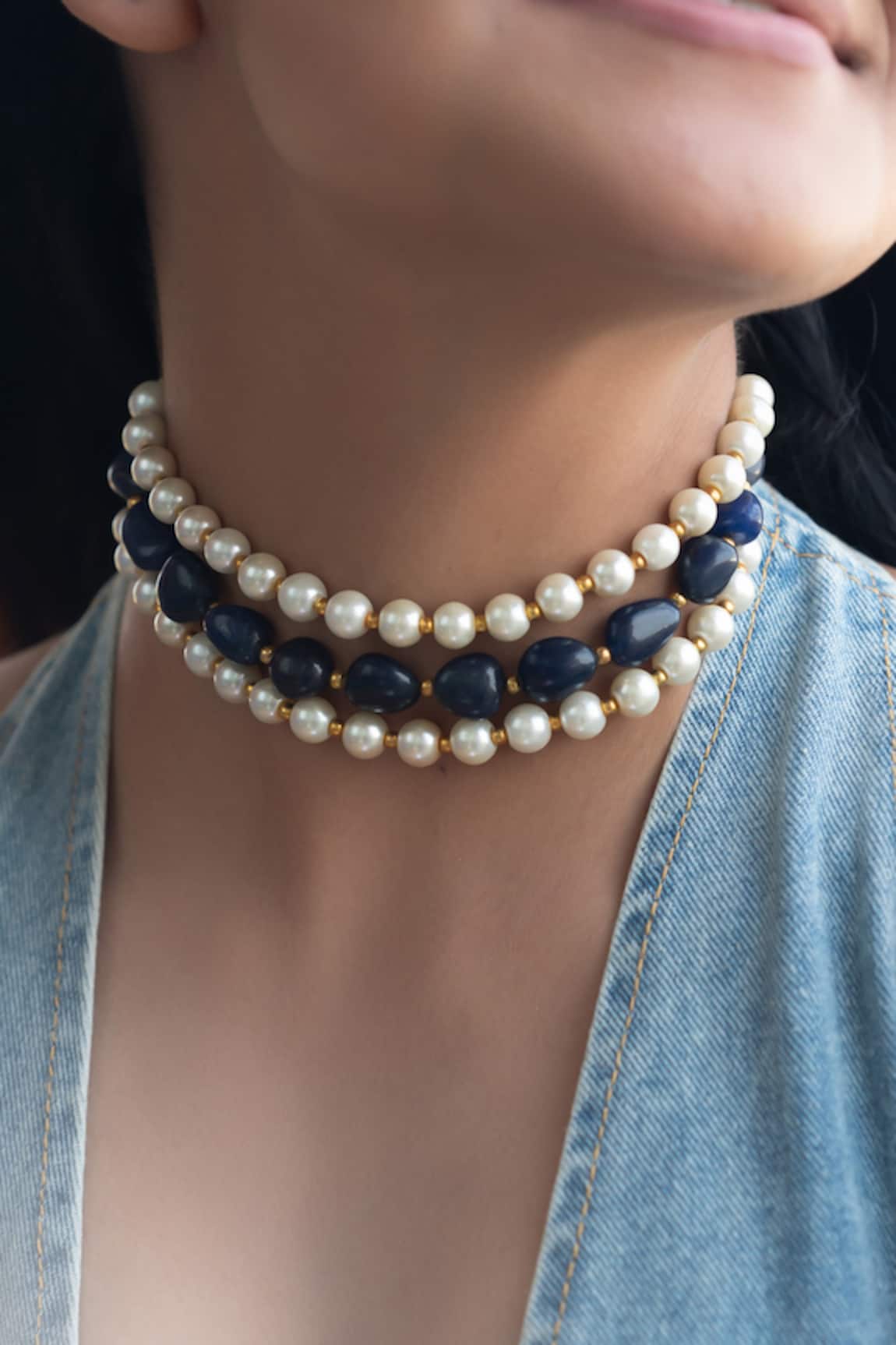 Do Taara Natural Stone Pearl Choker 