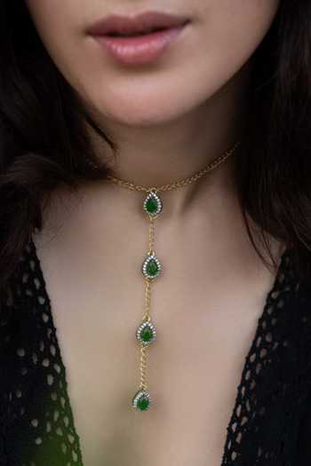 Do Taara Cubic Zirconia Embellished Drop Necklace 