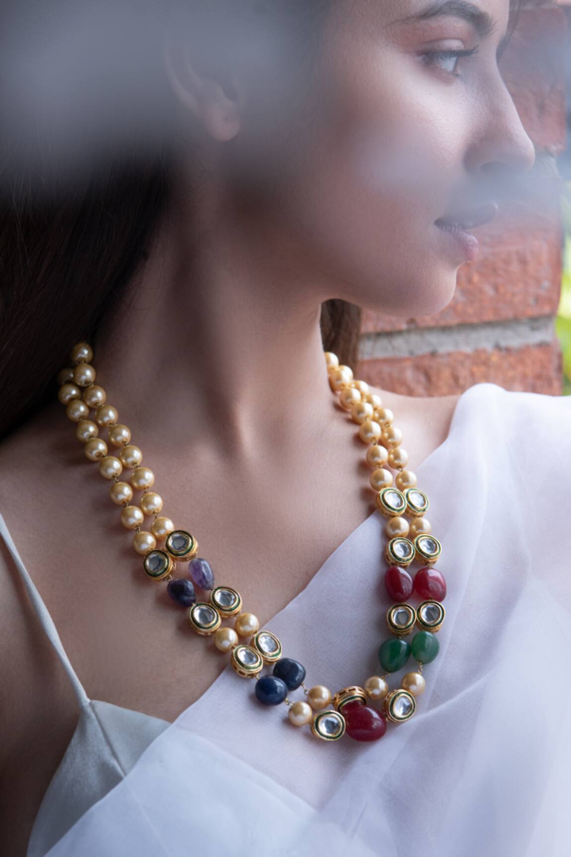 Do Taara Kundan Bead Embellished Pearl Necklace 