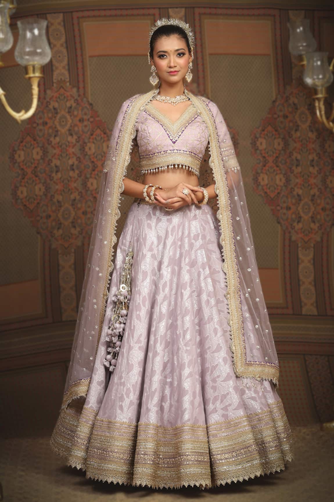 Shikhar Sharma Abstract Floral Petal Pattern Lehenga Set 