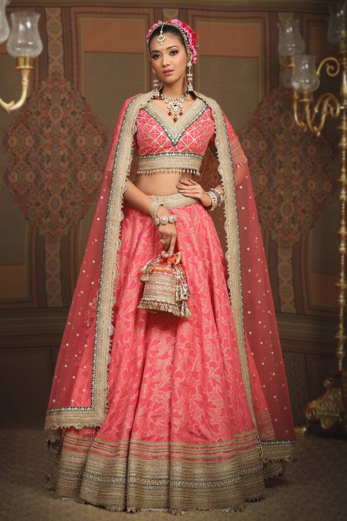 SHIKHAR SHARMA Flower Petal Abstract Pattern Lehenga Set 