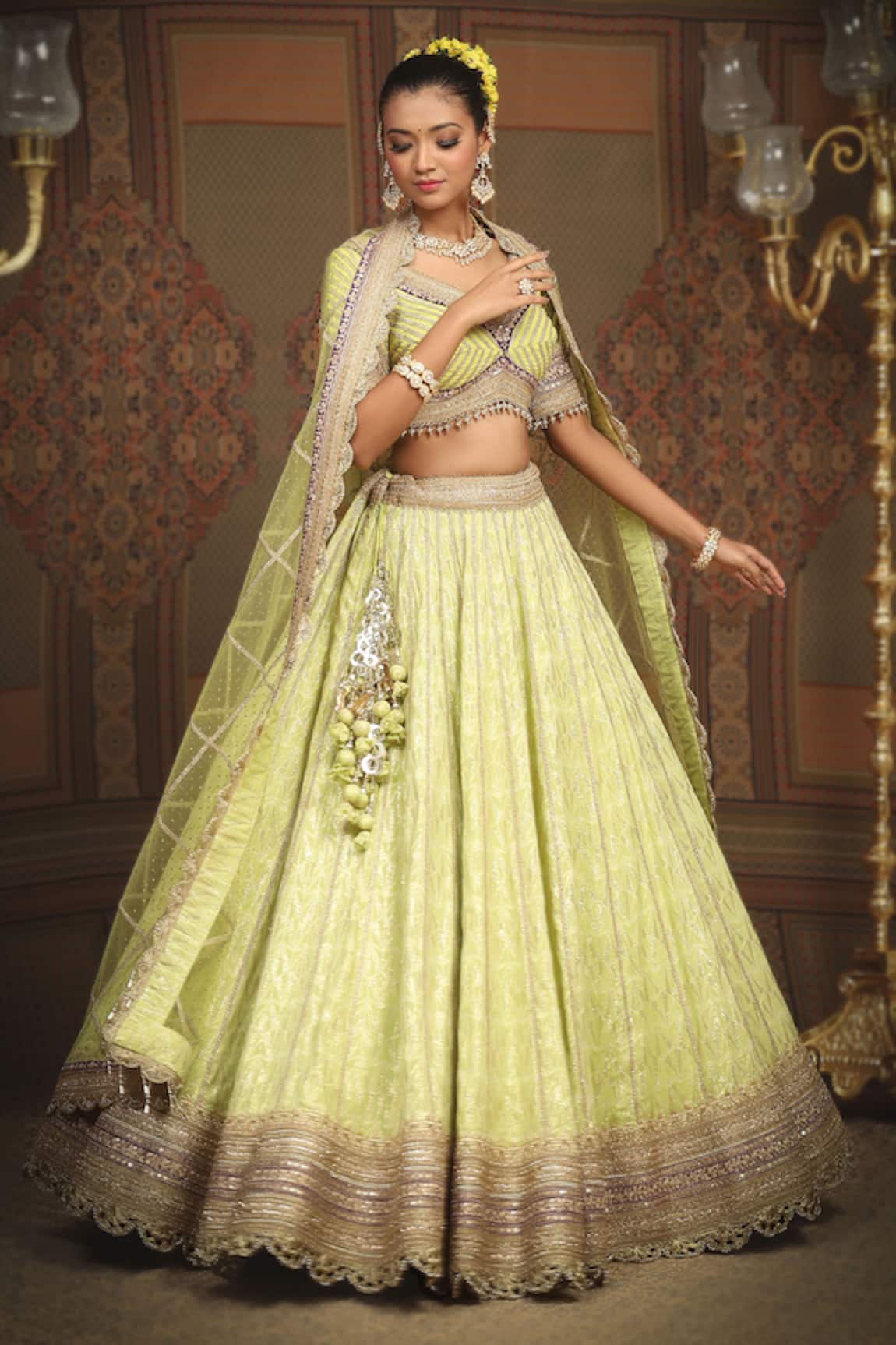 SHIKHAR SHARMA Cotton Shimmer Chanderi Lehenga Set 