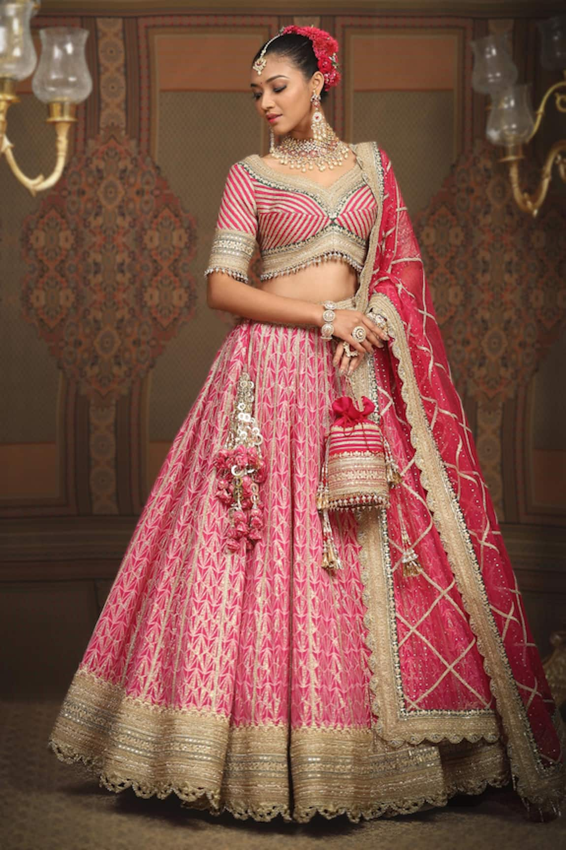 SHIKHAR SHARMA Embroidered Geometric Pattern Lehenga Set