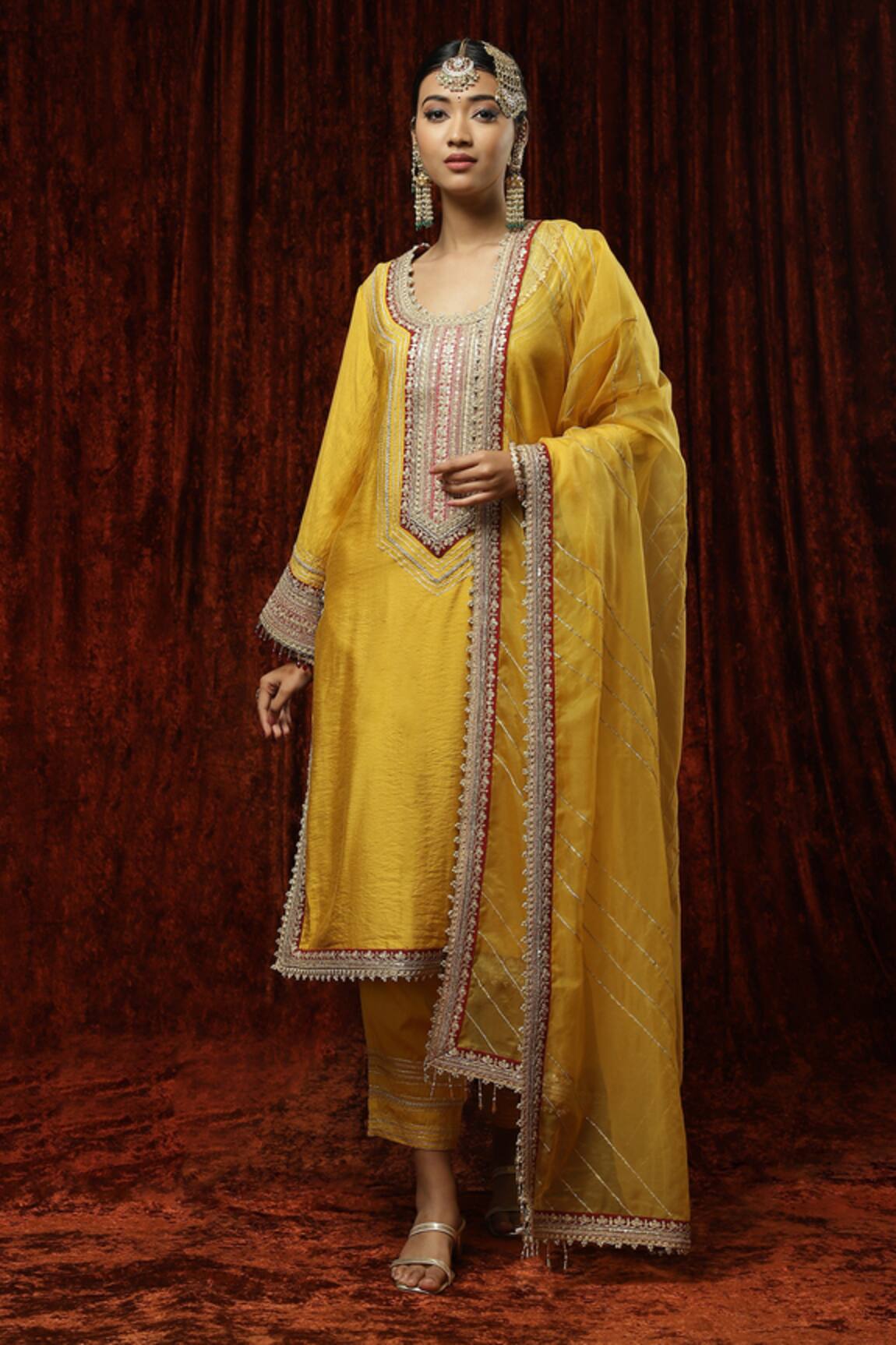 SHIKHAR SHARMA Badla Embroidered Bright Kurta Set 
