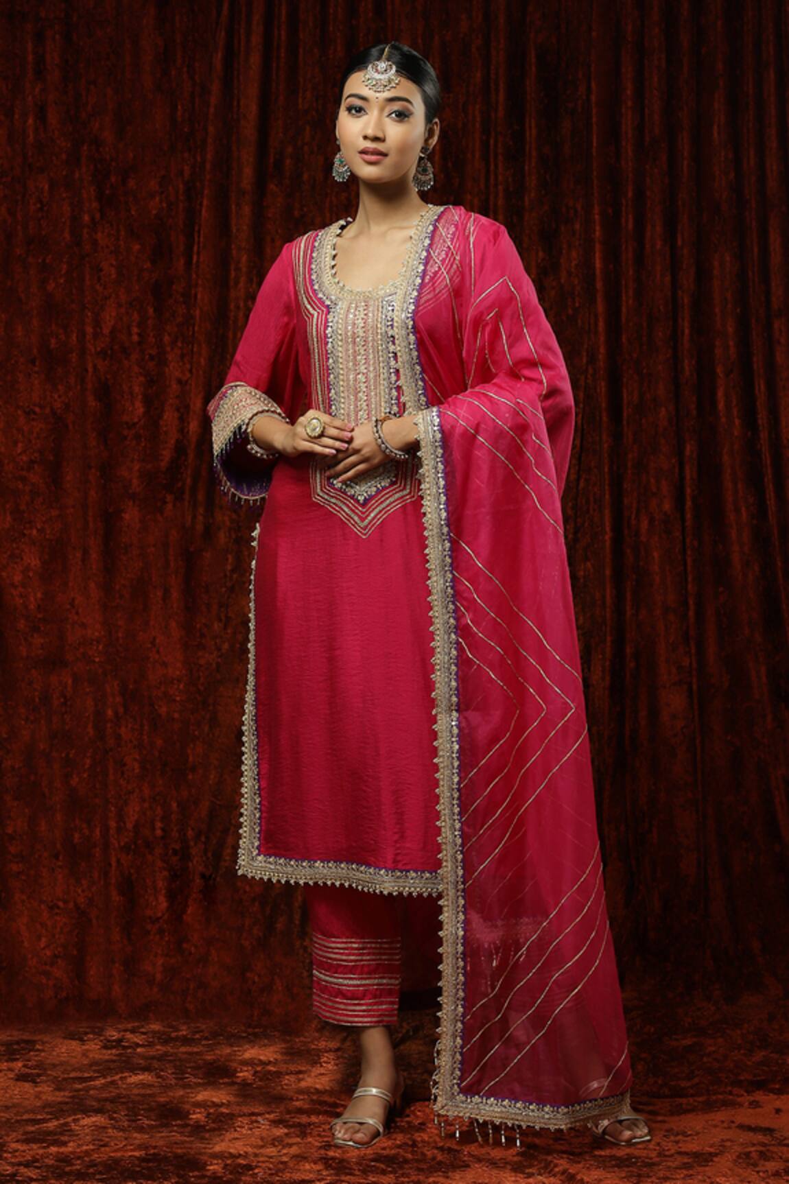 SHIKHAR SHARMA Dori Embroidered Silk Chander Kurta Set 