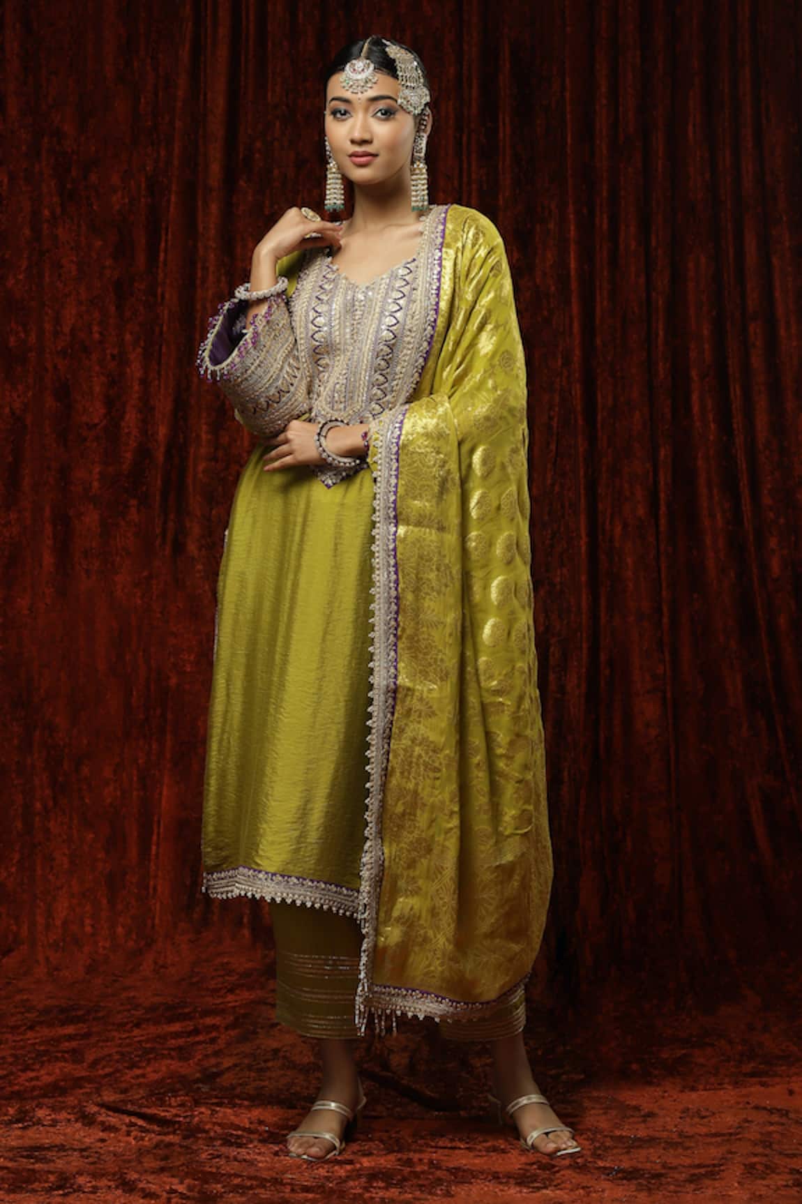 SHIKHAR SHARMA Badla Embroidered Straight Kurta Set 