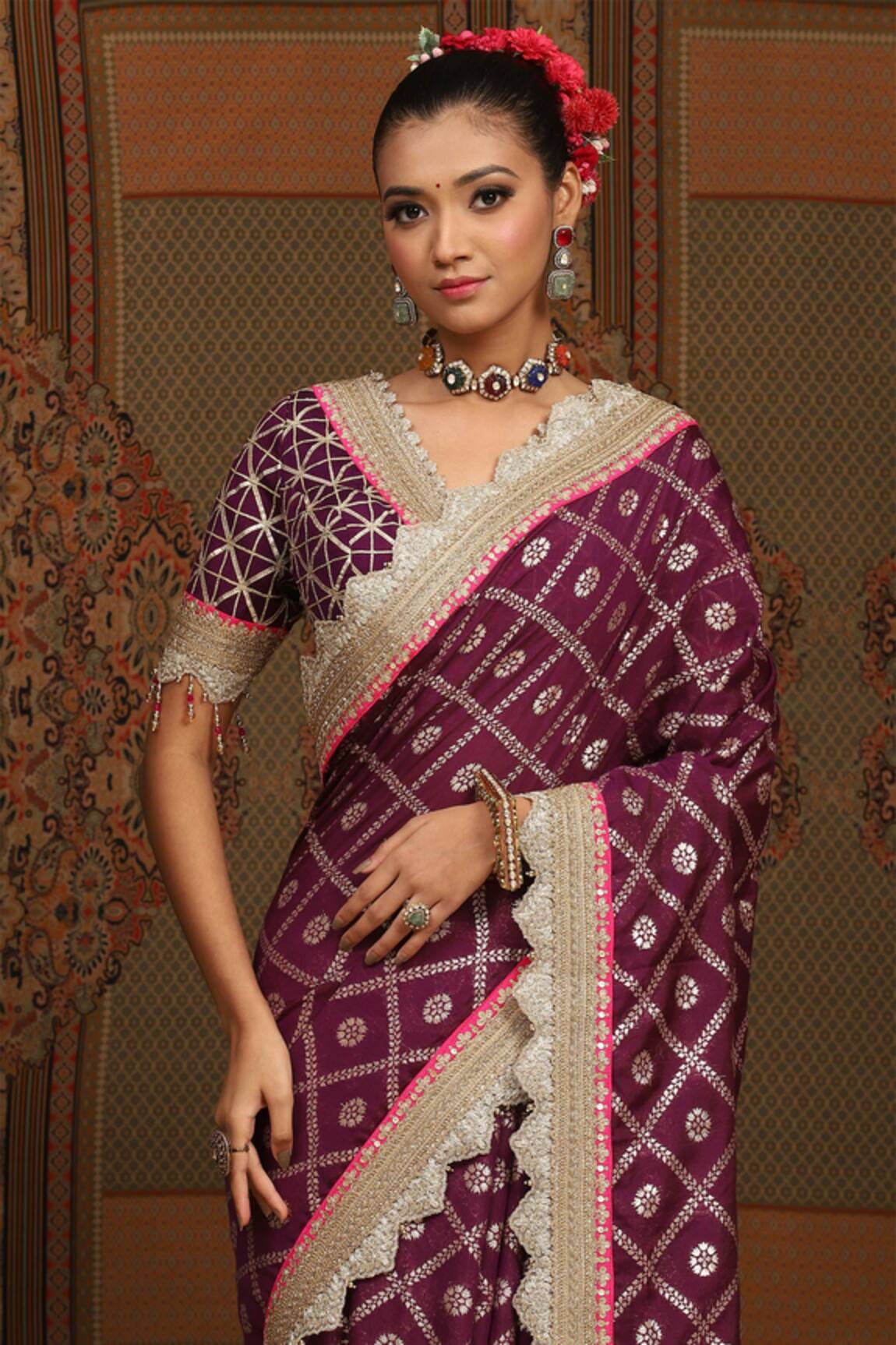SHIKHAR SHARMA Embellished Chanderi Saree With Blouse 