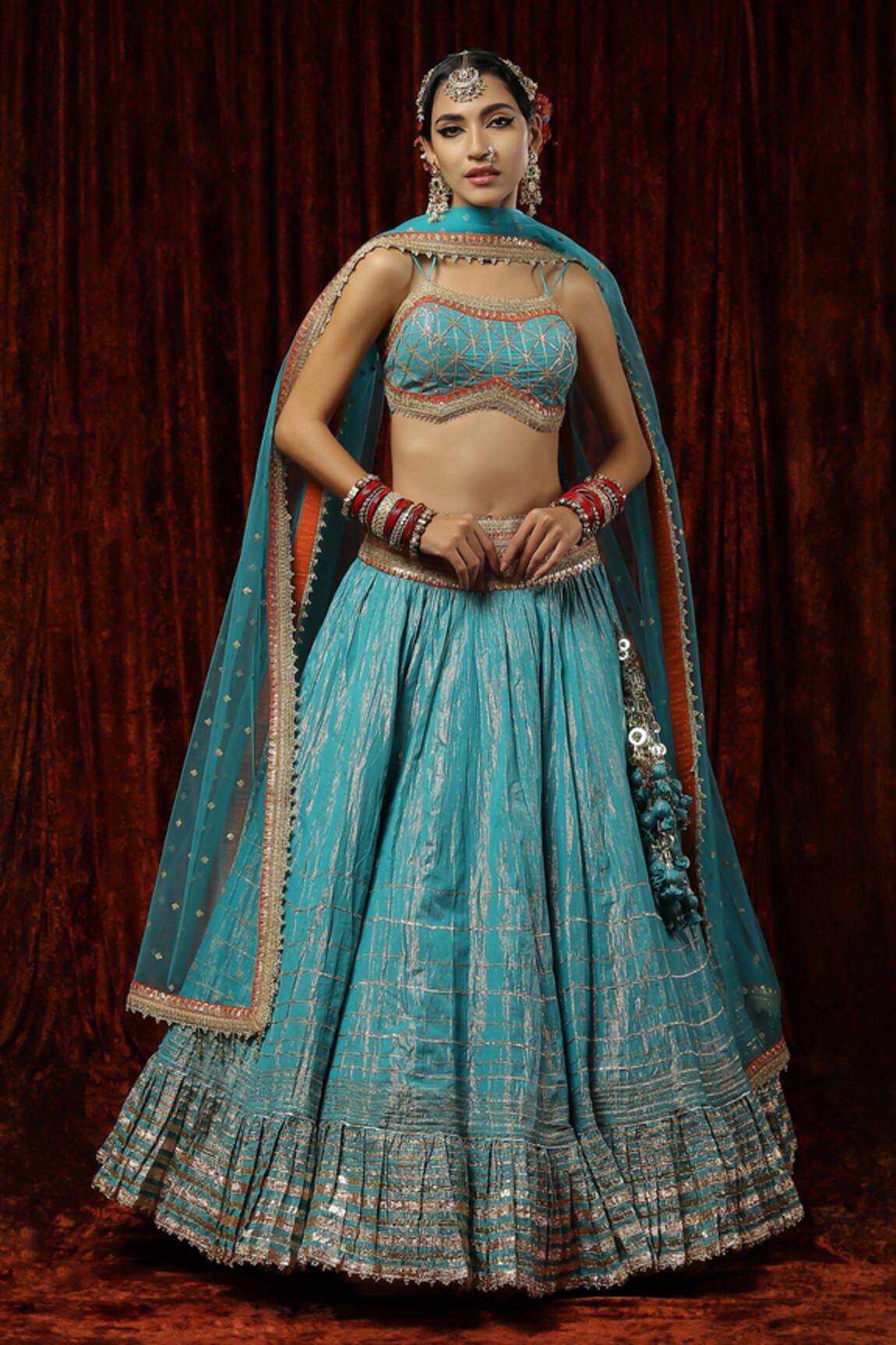 SHIKHAR SHARMA Geometric Embroidered Lehenga Set 