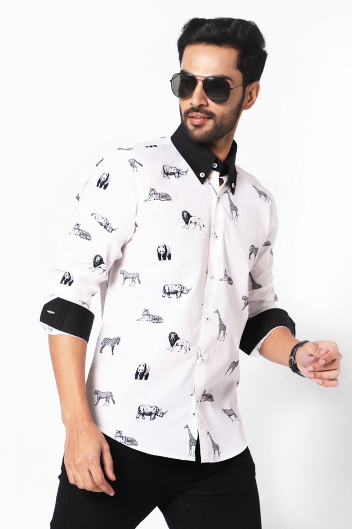 16Stitches Kenya Animal Pattern Shirt