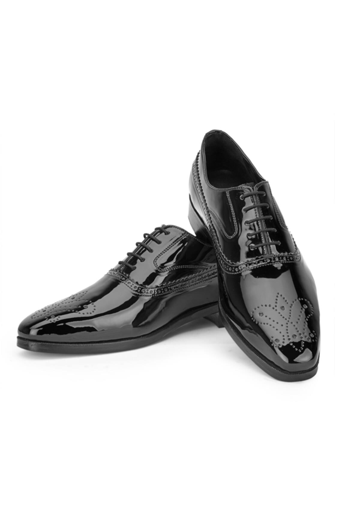 Shutiq Black Patent Leather Wingtip Brogue Shoes