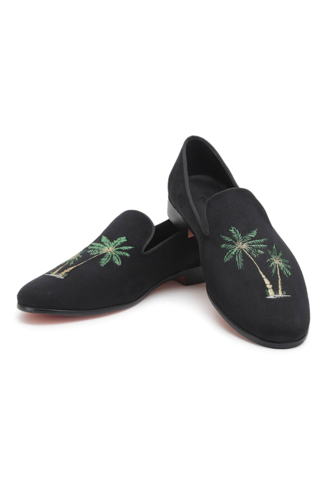 Shutiq Acai Coal Coconut Tree Embroidered Shoes