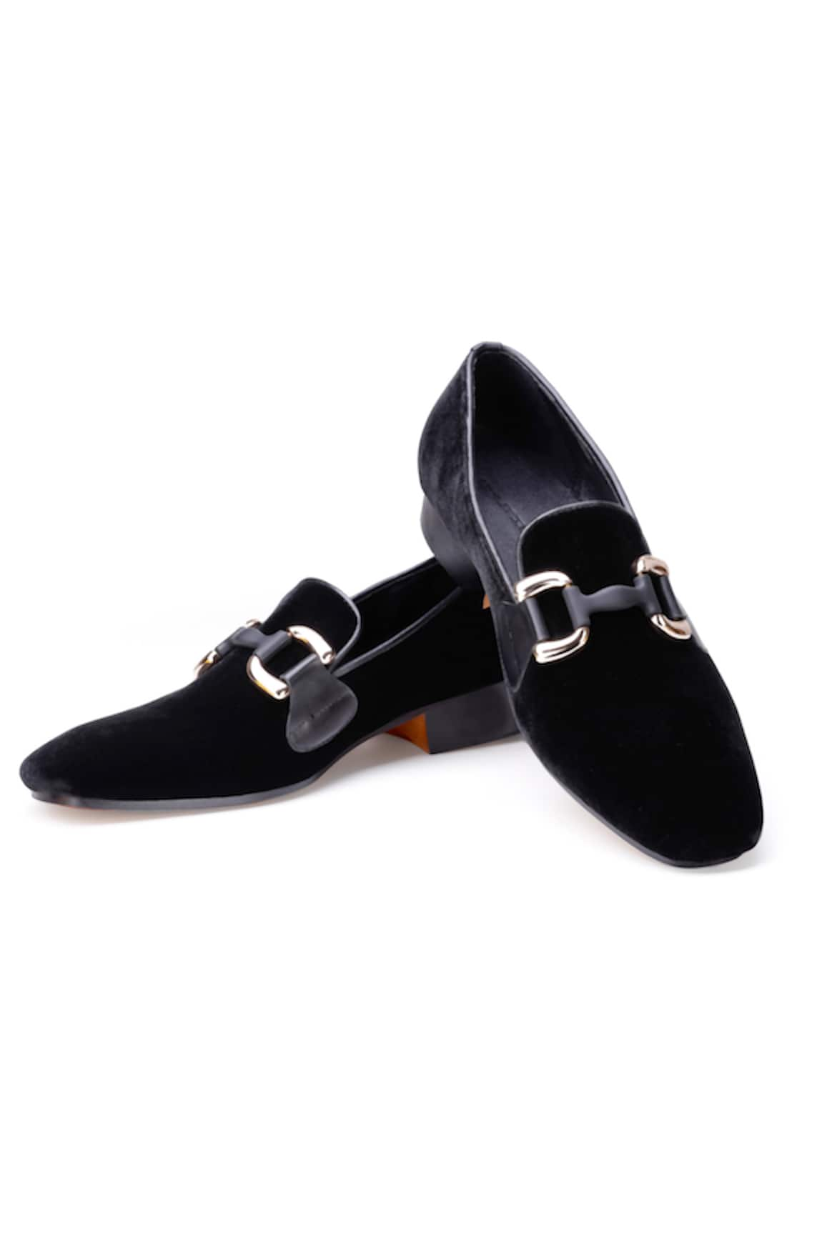 SHUTIQ Hyder Metal Buckle Velvet Shoes