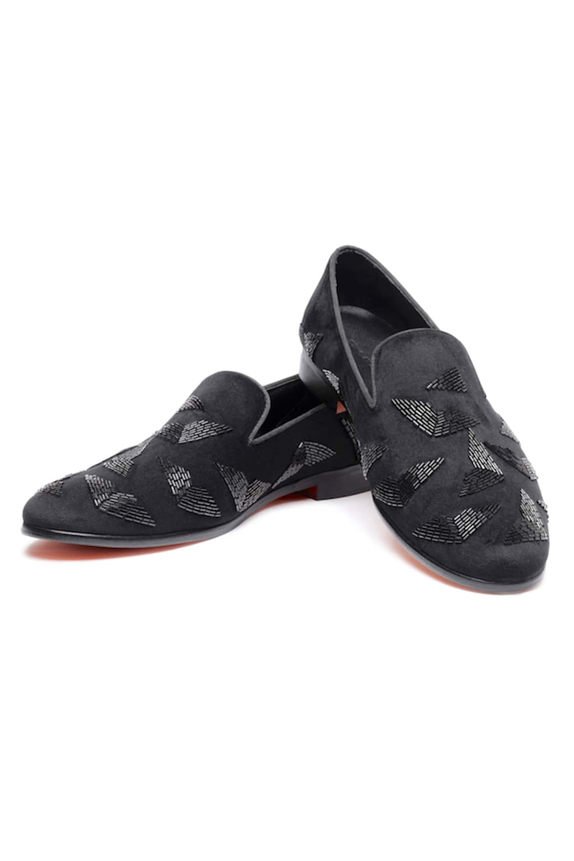 SHUTIQ Jordani Nalki Prism Embellished Velvet Shoes