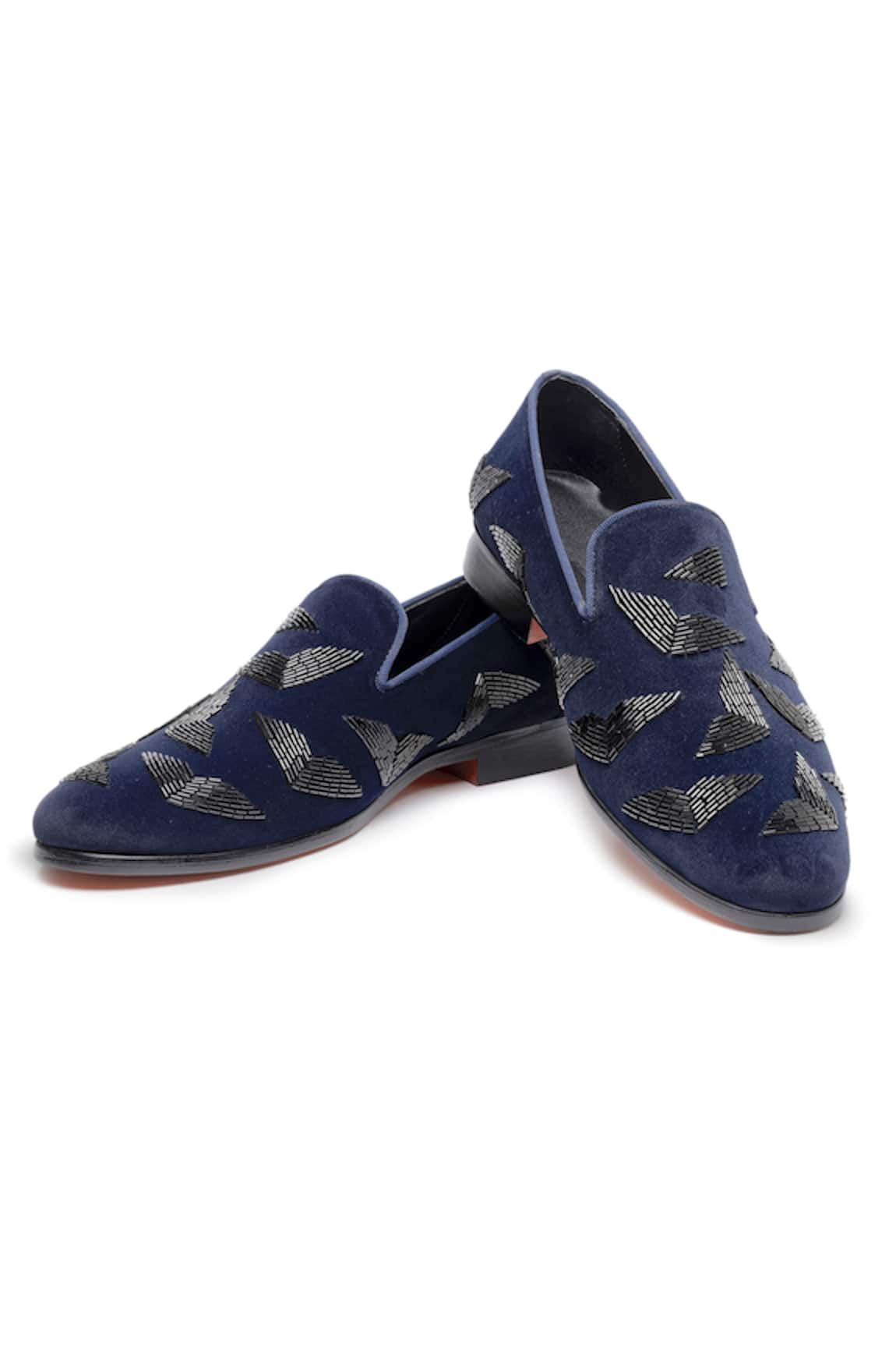 SHUTIQ Jordani Sphinx Embellished Velvet Shoes