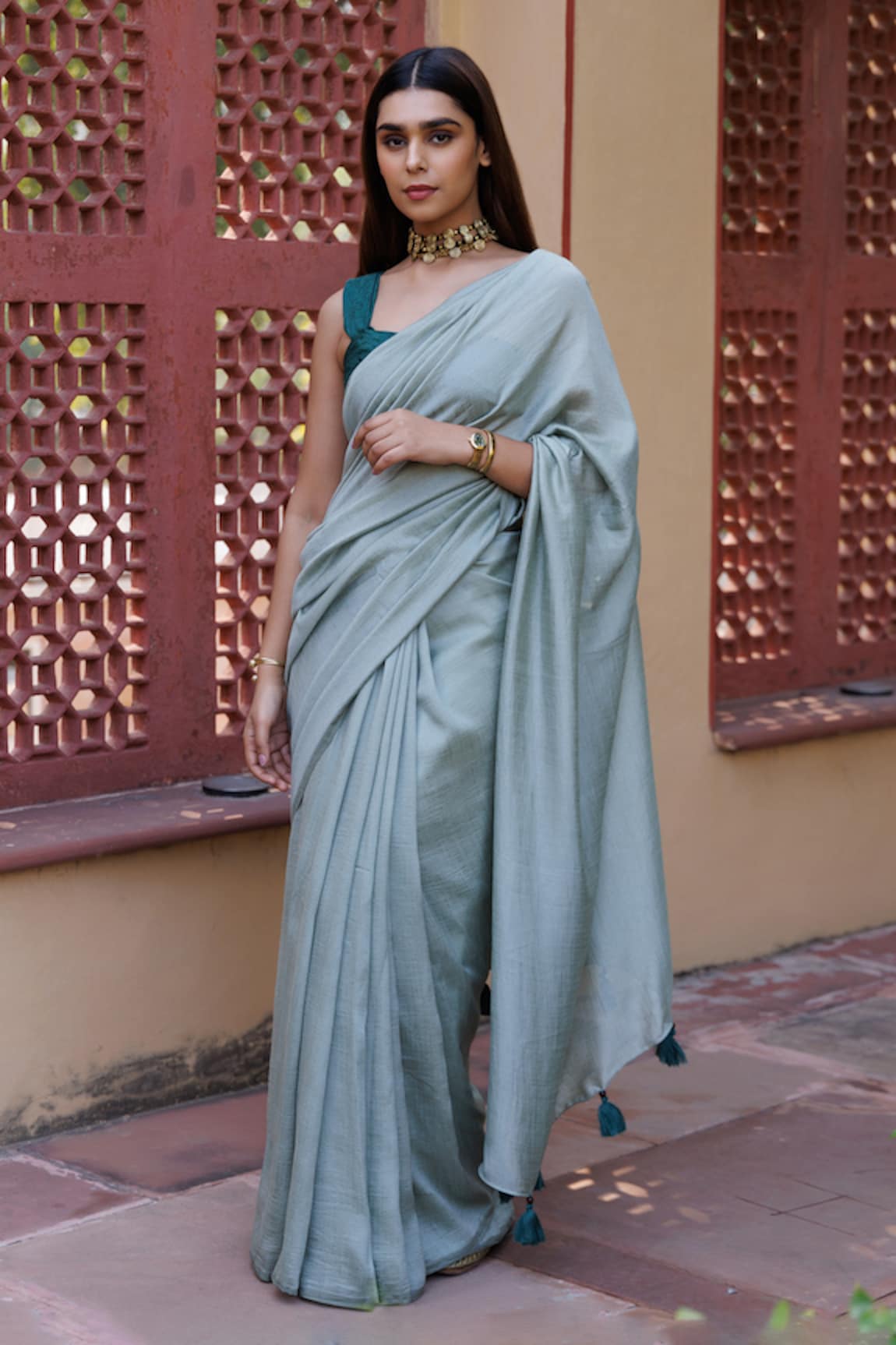 Geroo Jaipur Silk Saree With Unstitched Jacquard Blouse Piece