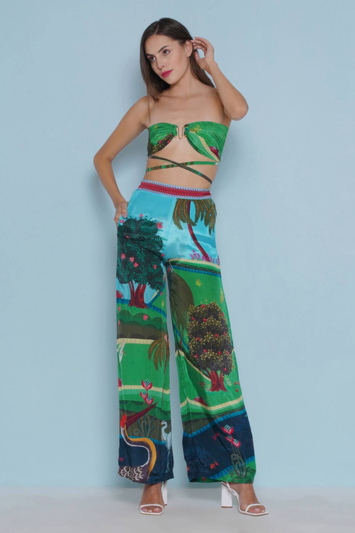 Limerick By Abirr N' Nanki Green Botanical Printed Bustier 