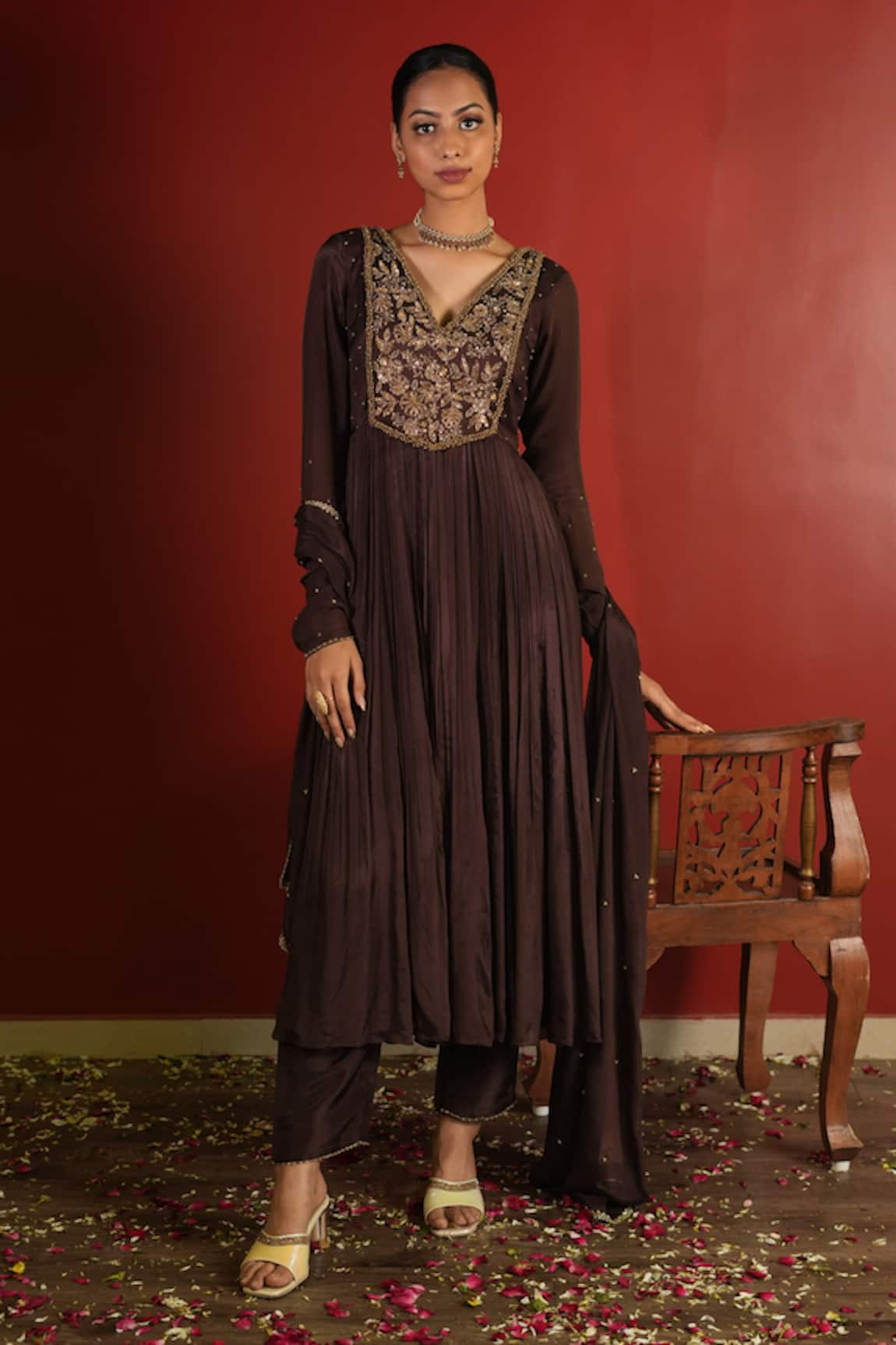 Enamour By Radha Zardozi Embroidered Pleated Anarkali Set