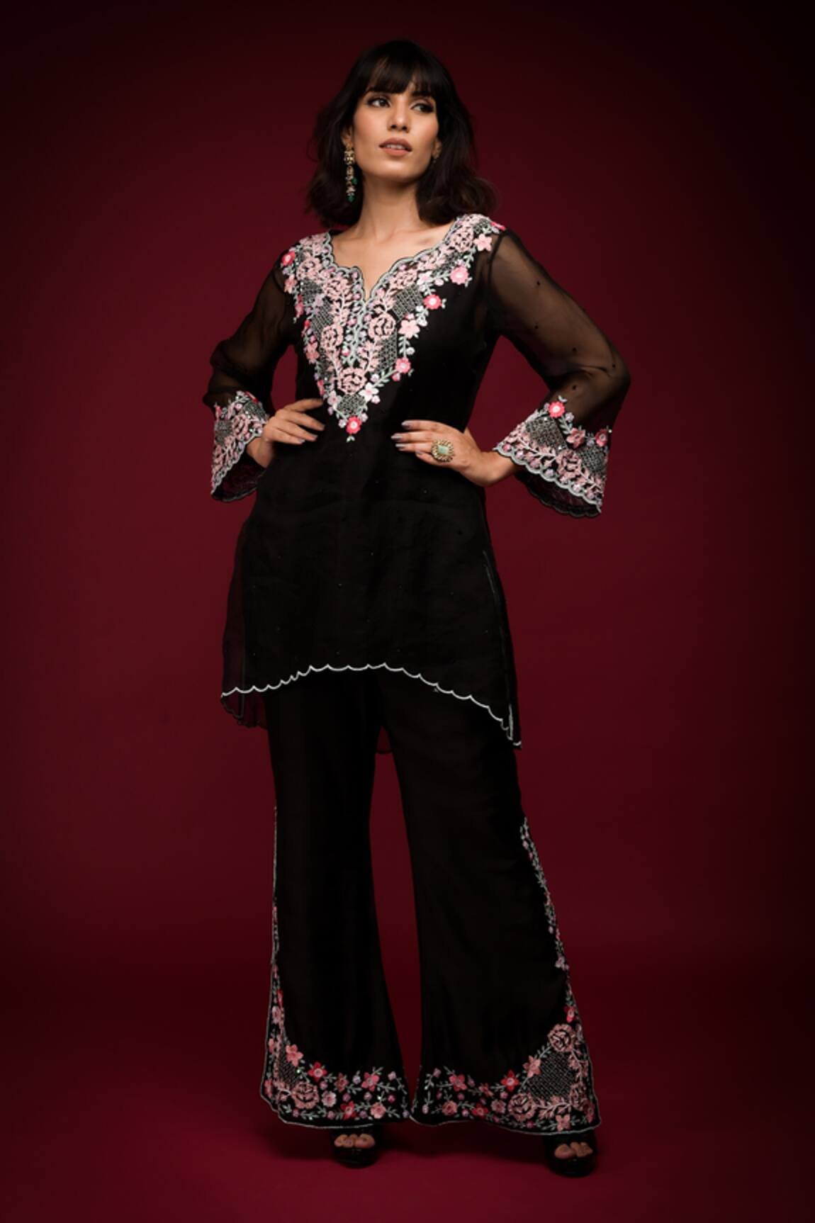 Farha Syed Floral Cutwork Embroidered Kurta With Pant