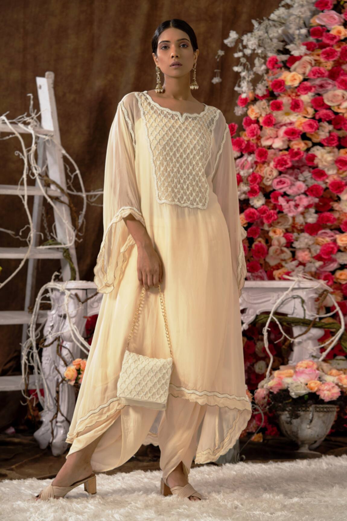 Farha Syed Bead & Cutdana Embroidered Kurta Dhoti Pant Set