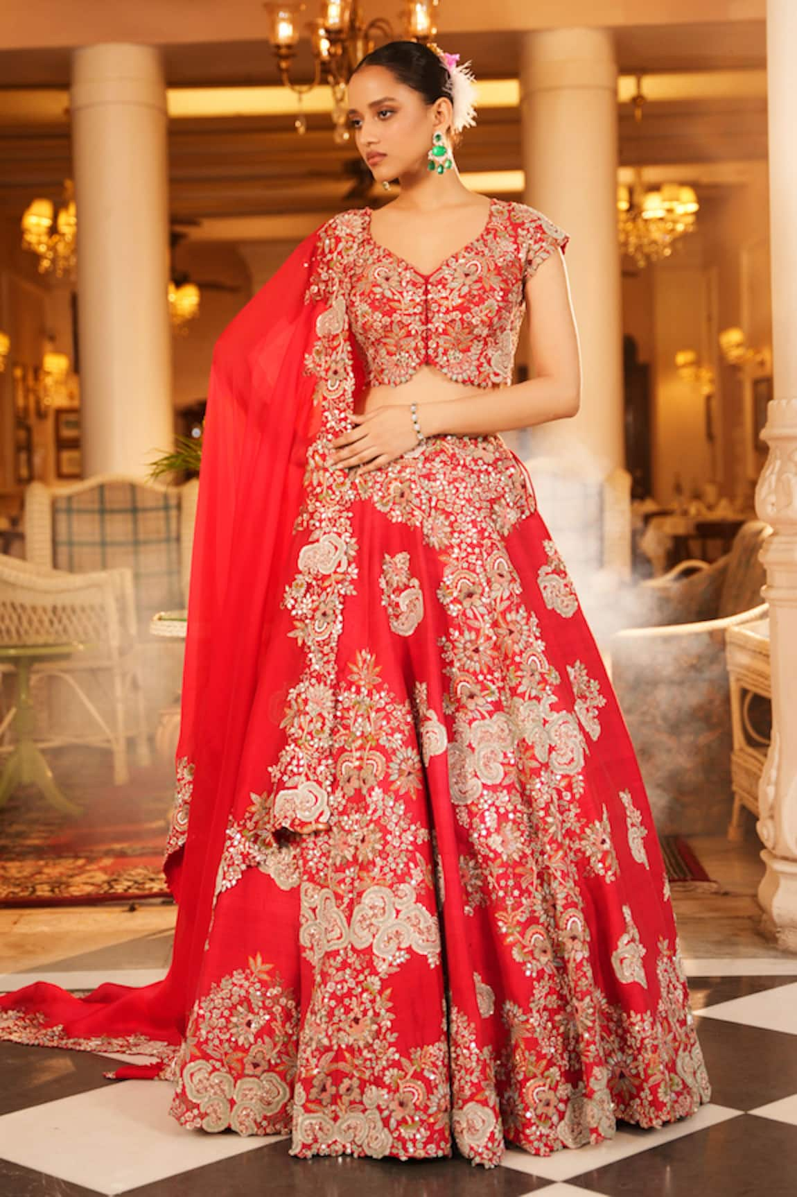 Nehha Nhata Floret Hand Embroidered Bridal Lehenga Set