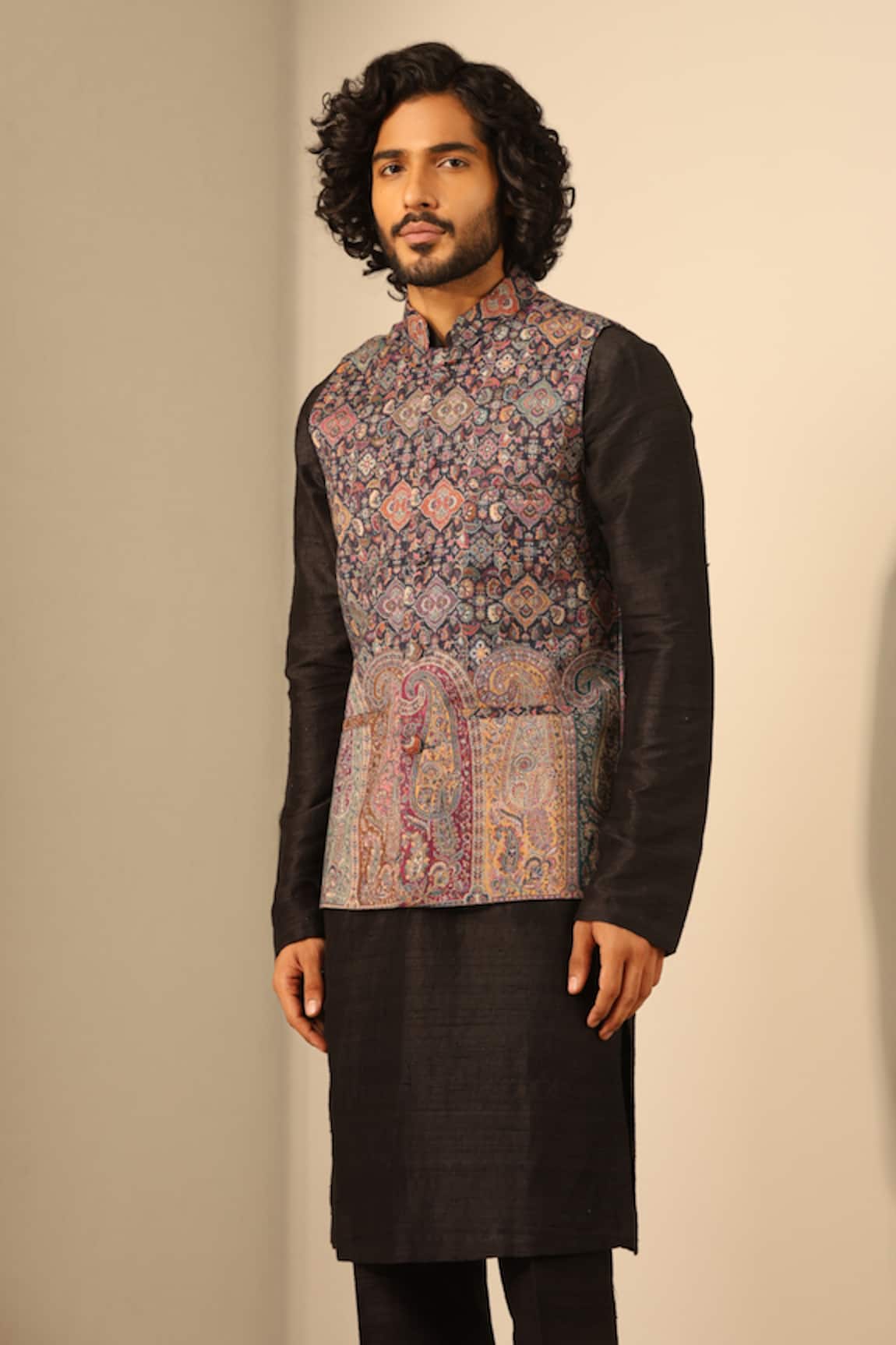 Dusala Mughal Woven Nehru Jacket
