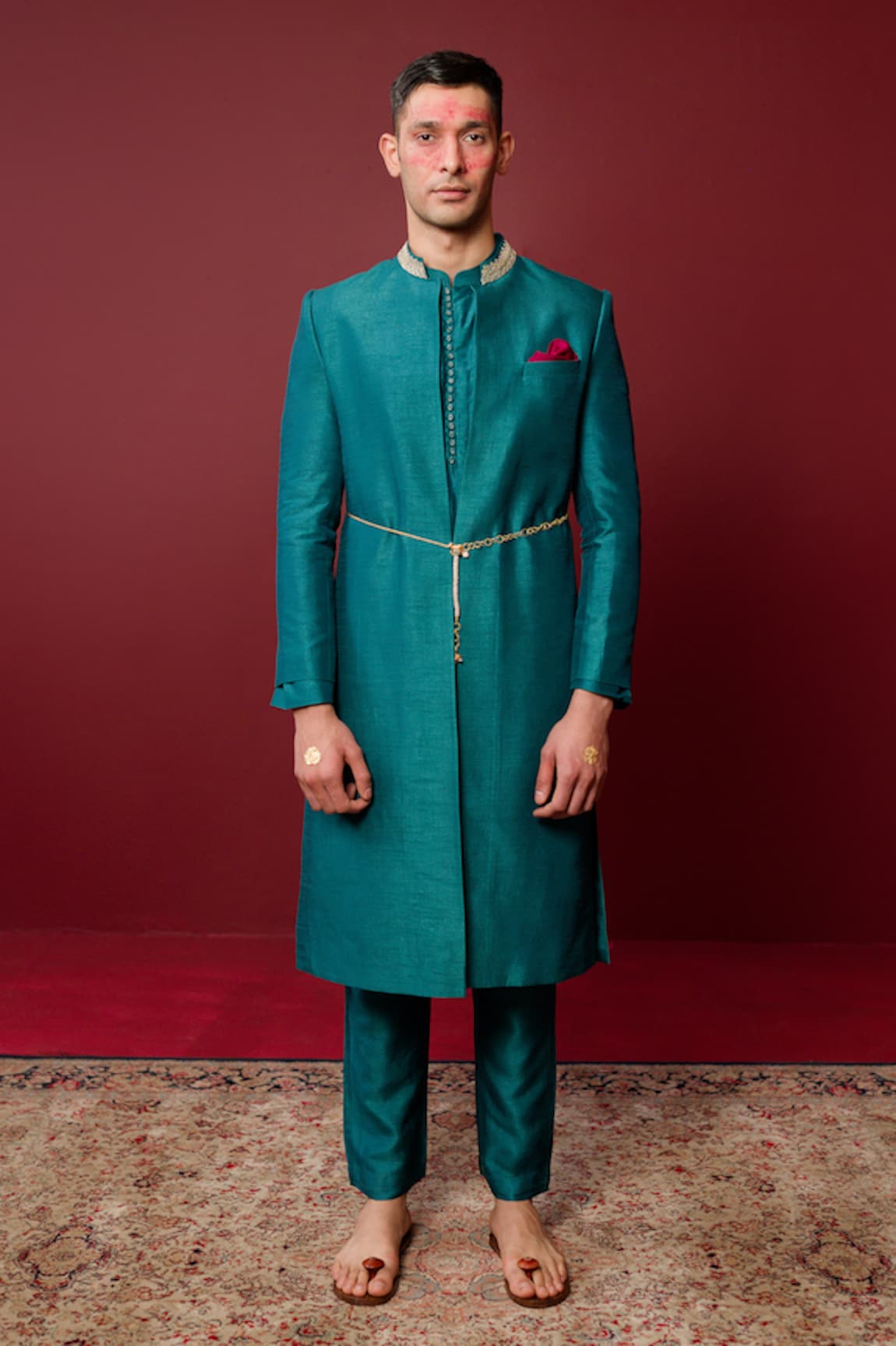 Ridhimaa Gupta Avyaa Plain Open Sherwani Set