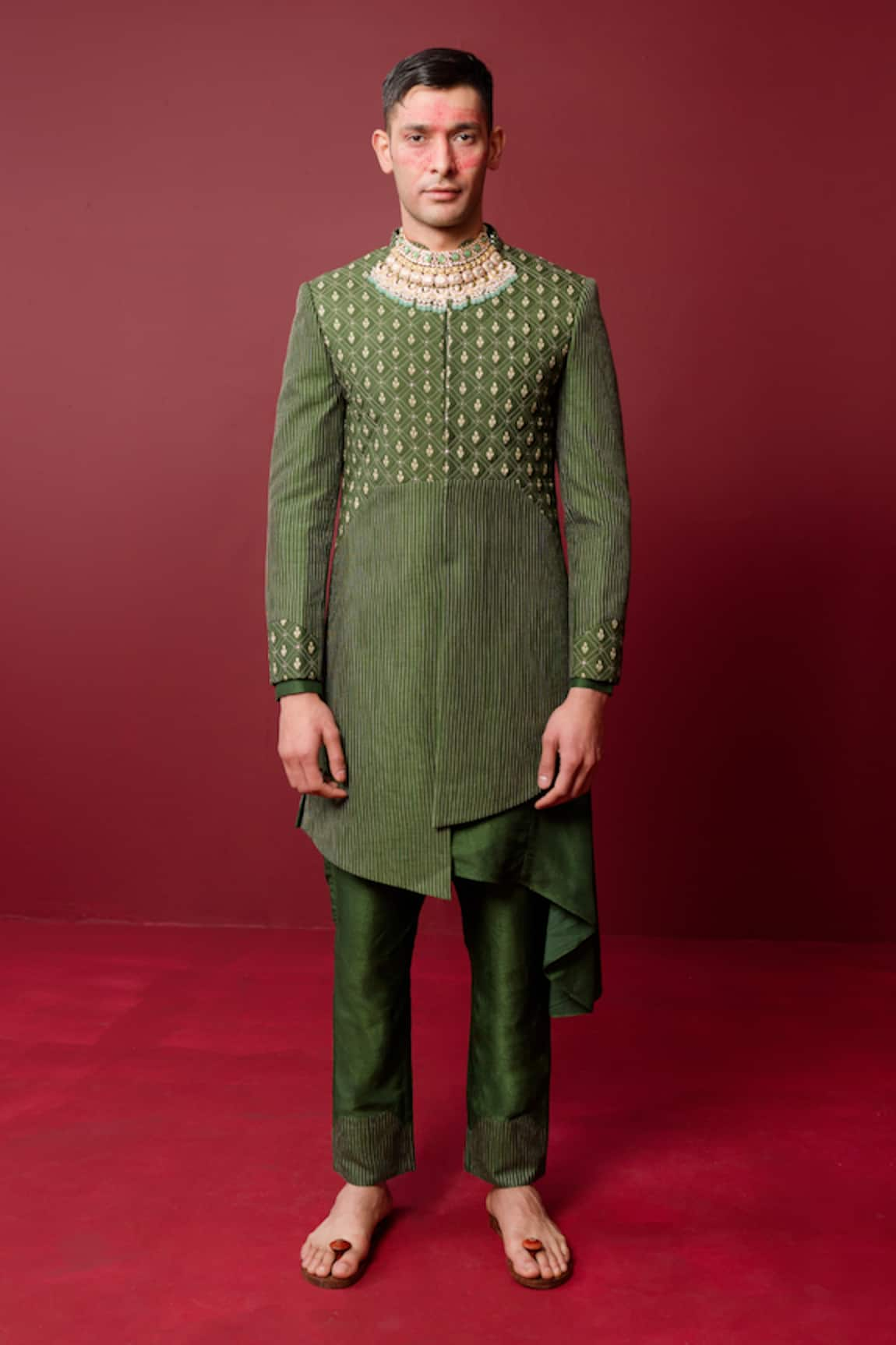 Ridhimaa Gupta Satya Quilted Asymmetric Sherwani Set