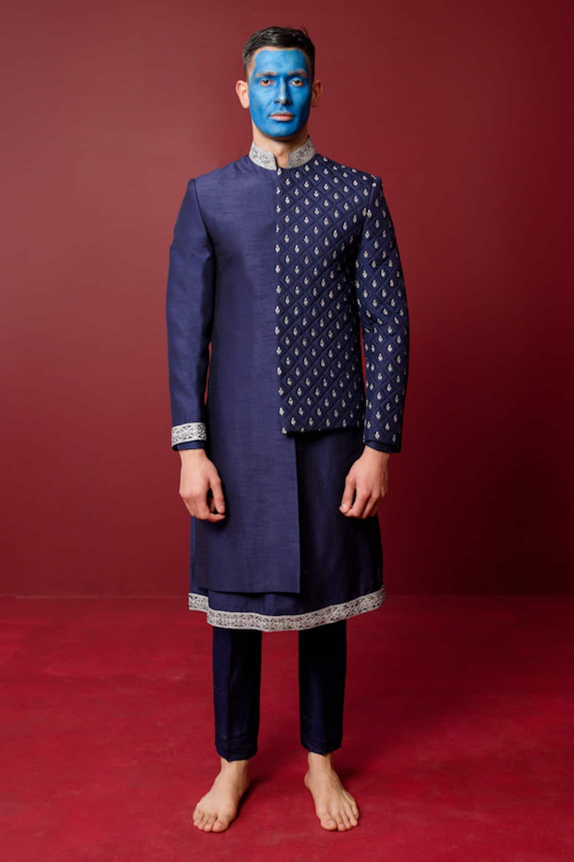 Ridhimaa Gupta Vishvam Asymmetric Quilted Sherwani Set