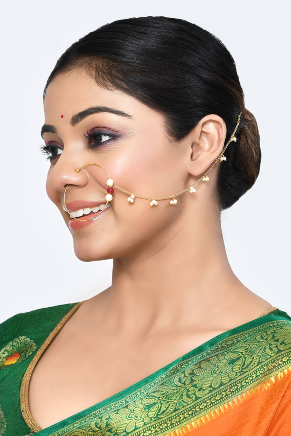 Nepra By Neha Goel Pearl Nose Ring