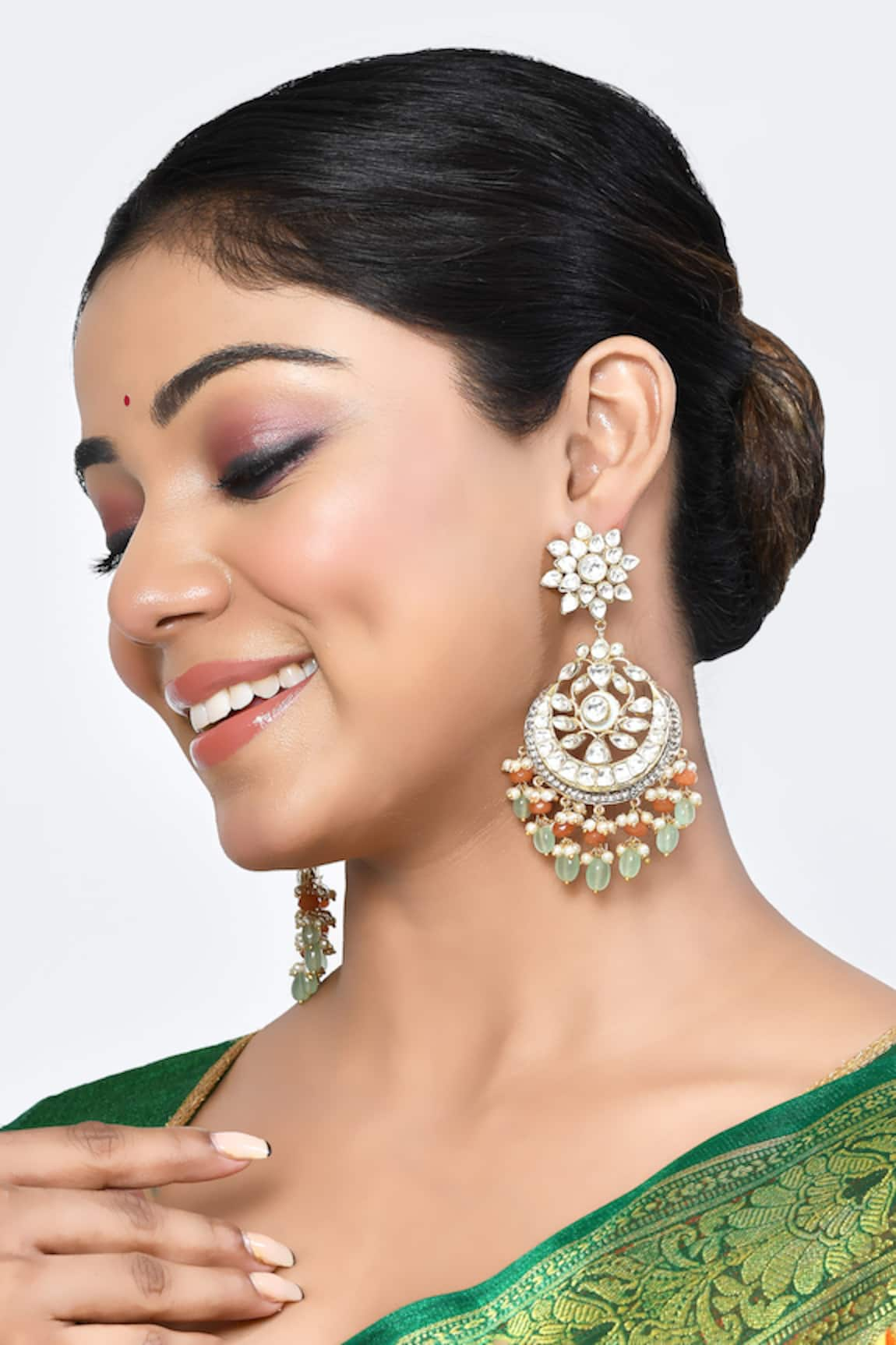 Nepra By Neha Goel Polki Studded Chandbalis