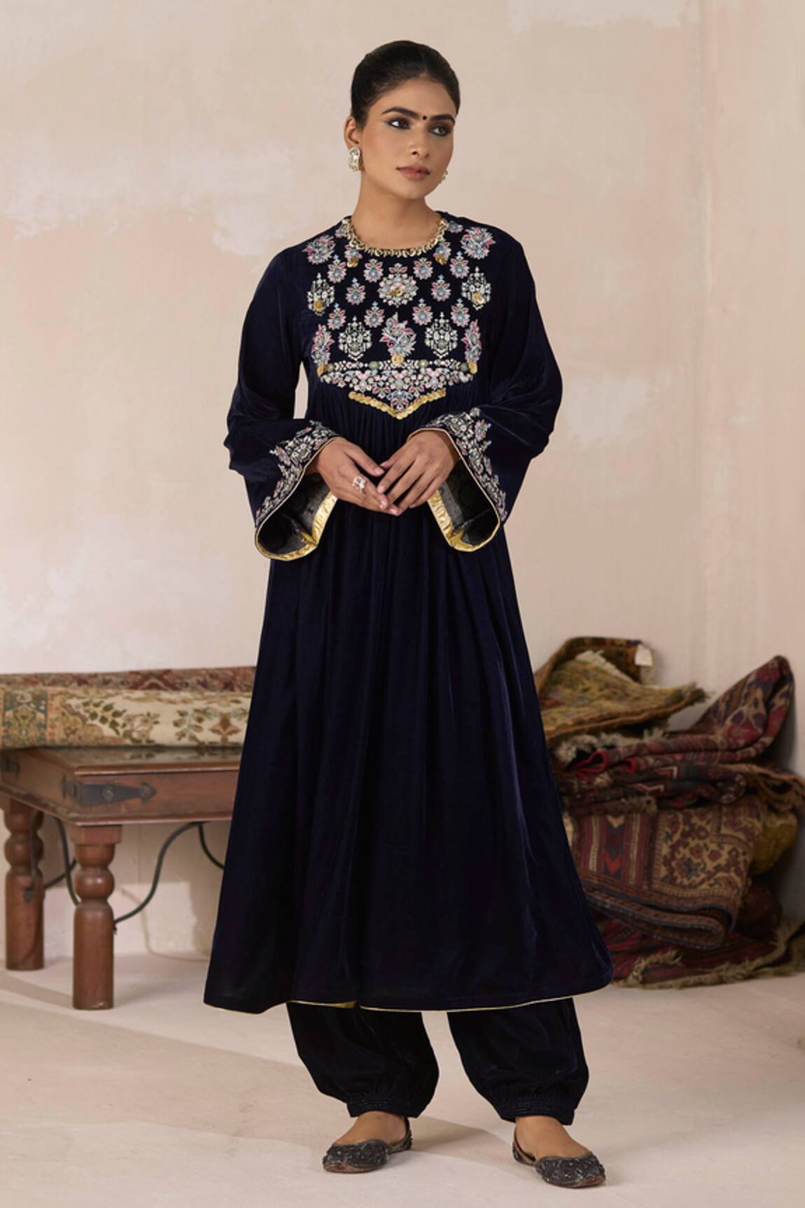 Inej Embroidered Velvet Anarkali & Salwar Set