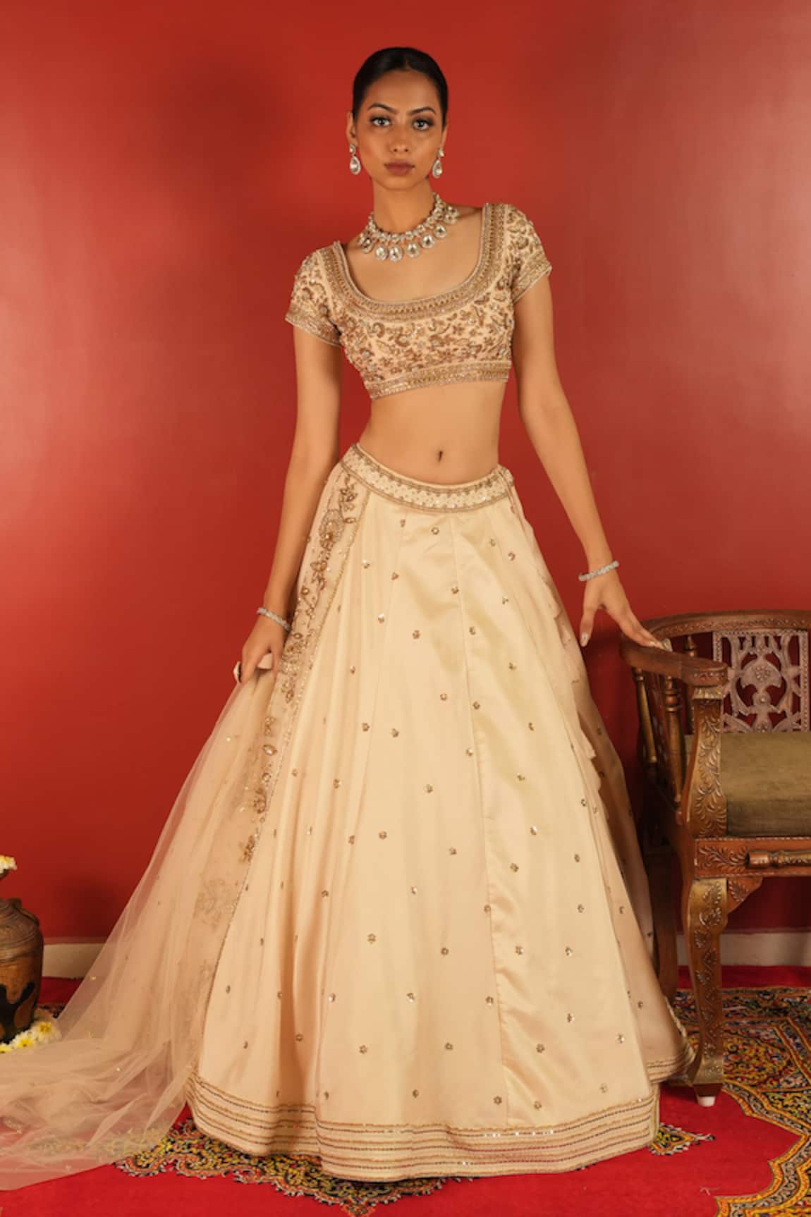 Enamour By Radha Floral Sequin Embroidered Lehenga Set