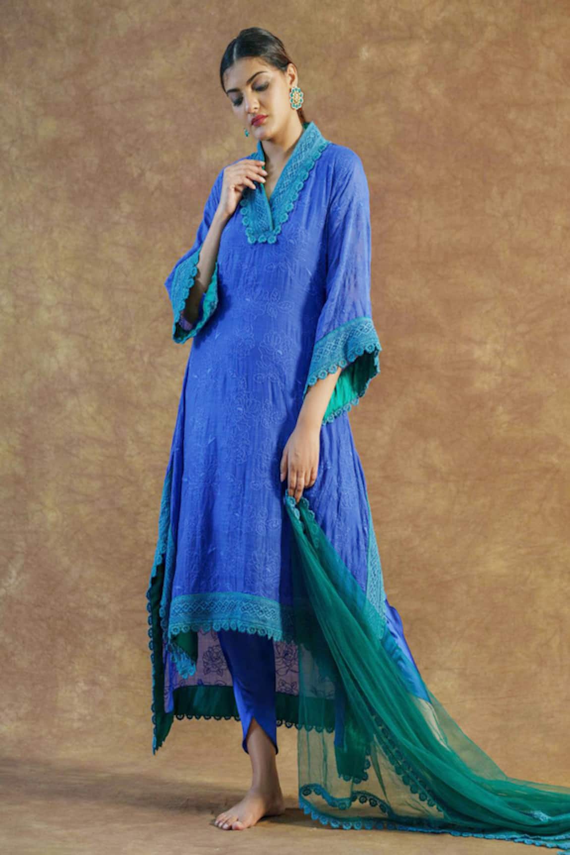 Farha Syed Lace Embroidered Kurta Dhoti Pant Set 