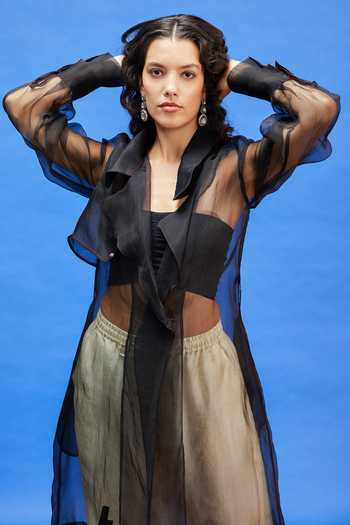 Shilpi Gupta Organza Sheer Cape Shirt 