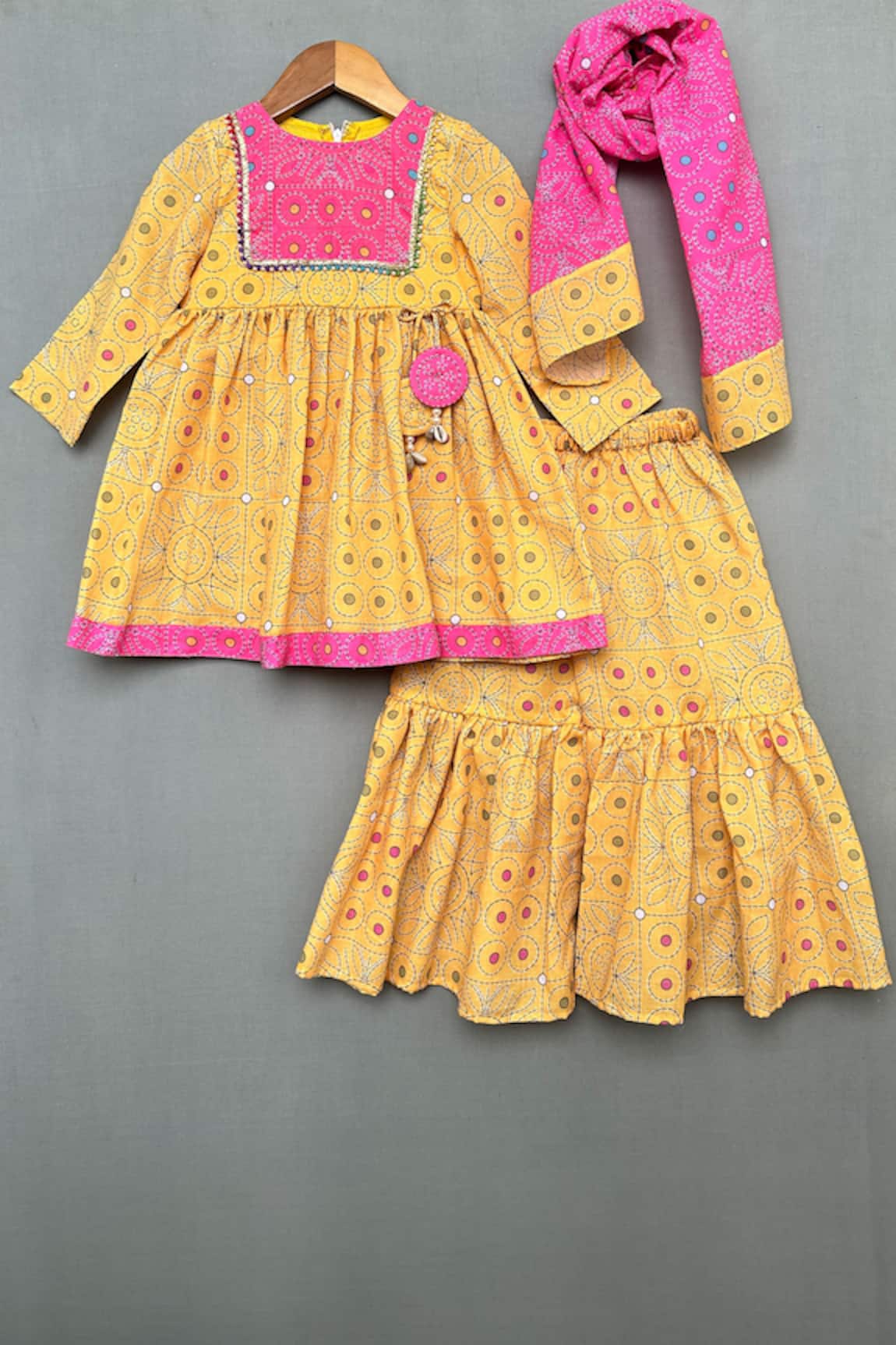 Label Neeti Geometric Print Peplum Kurta Sharara Set 