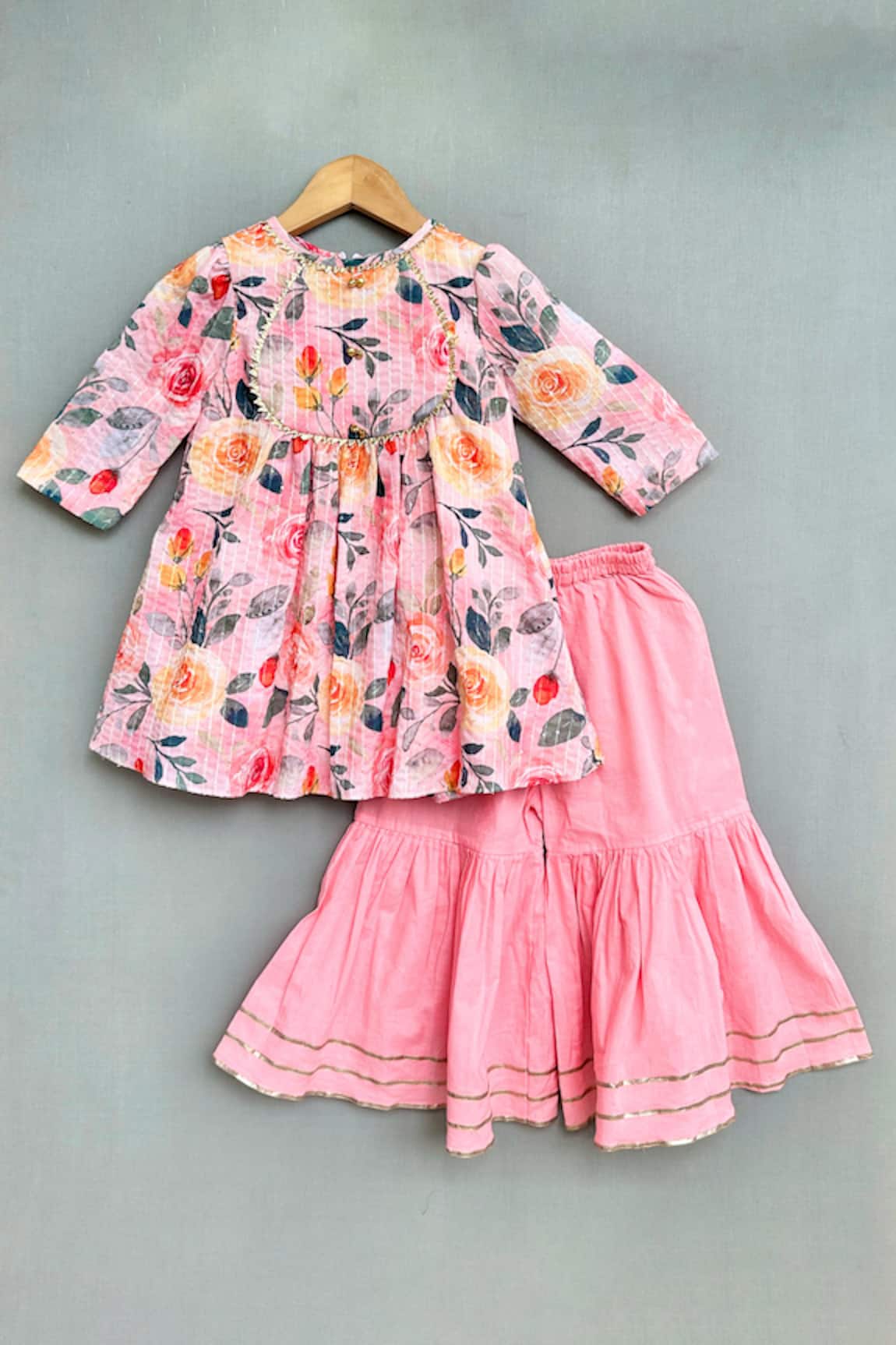 Label Neeti Rosette Print Kurta With Sharara 