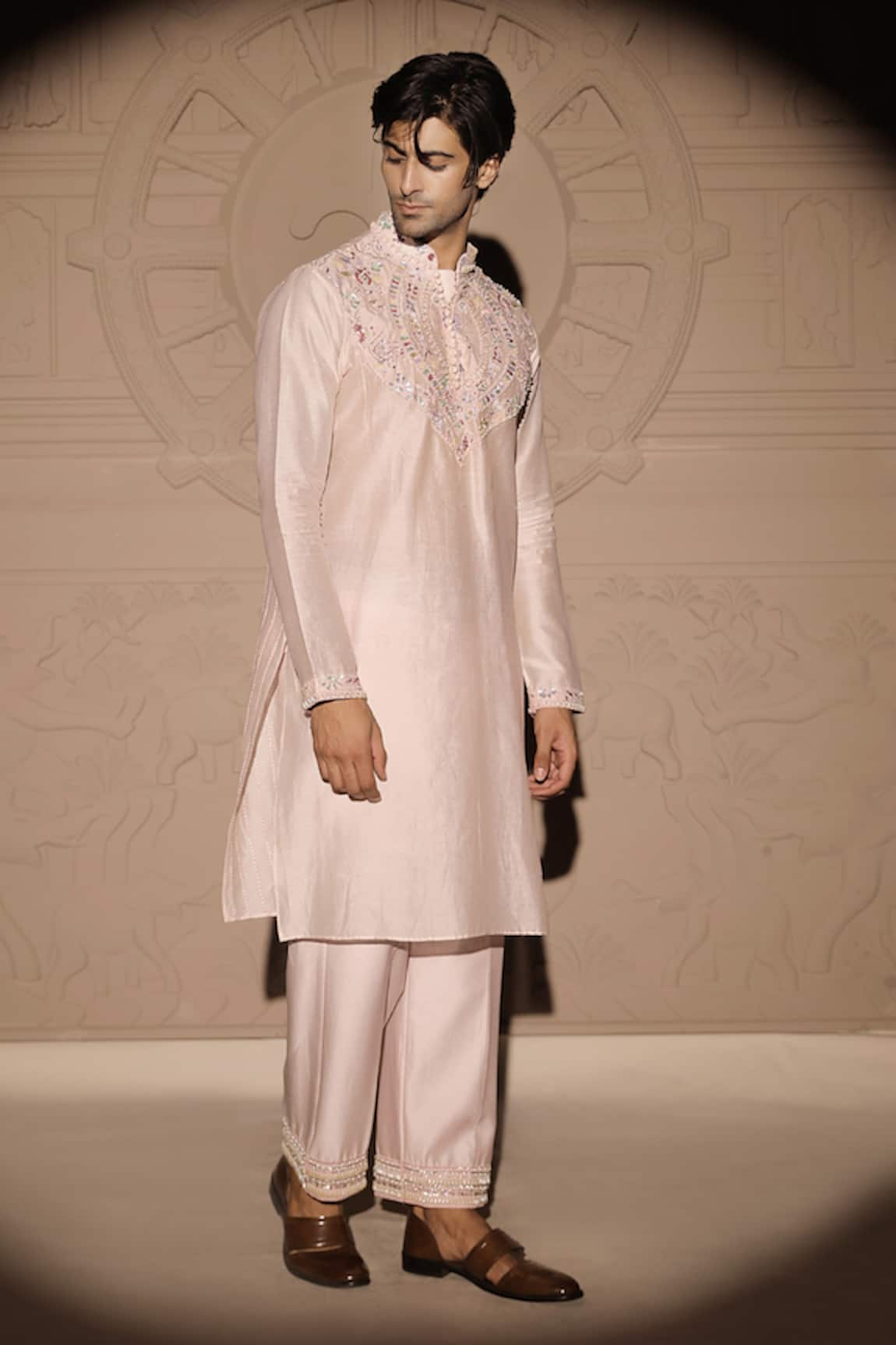 Jubinav Chadha Chanderi Yoke Embroidered Kurta Set