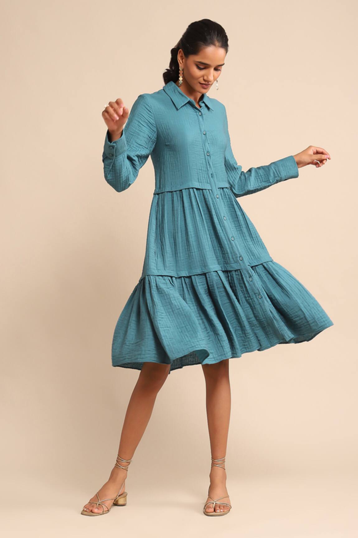 Ritu Kumar Textured Tiered Shirt Dress 