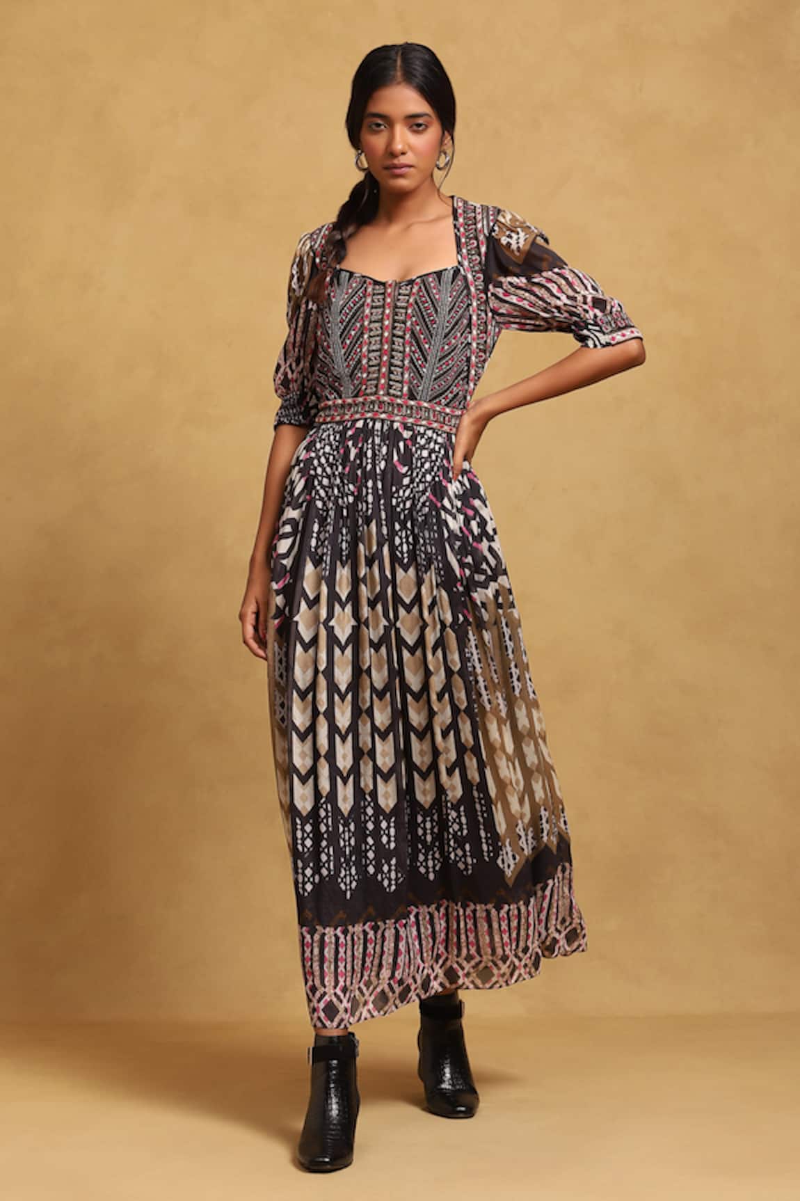 Ritu Kumar Abstract Pattern Fit & Flared Dress 
