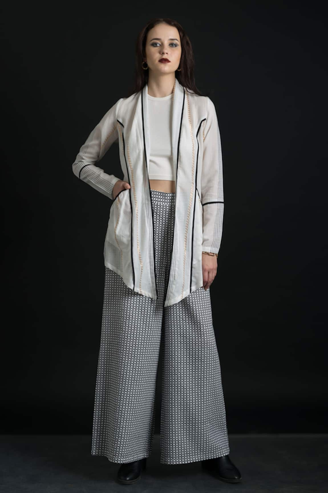 ORCR Woven Stripe Pattern Jacket With Pant