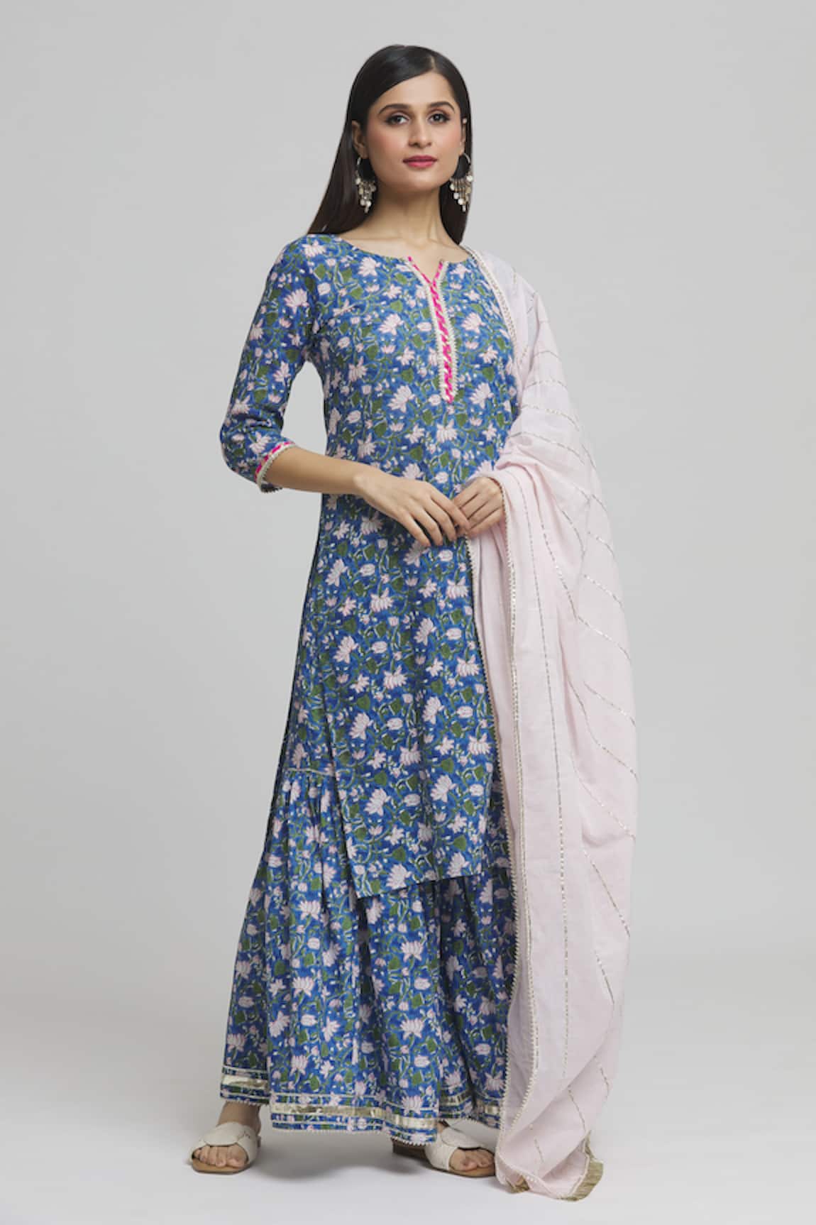 Samyukta Singhania Padma Blossom Print Kurta Sharara Set 
