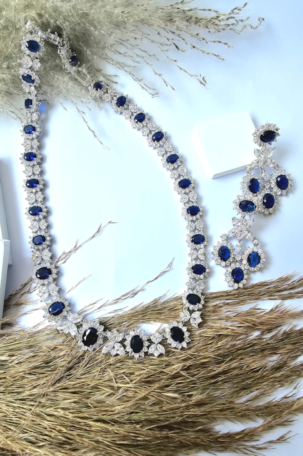 The Bling Girll Glistening Petals Sapphire & Diamond Jewellery Set