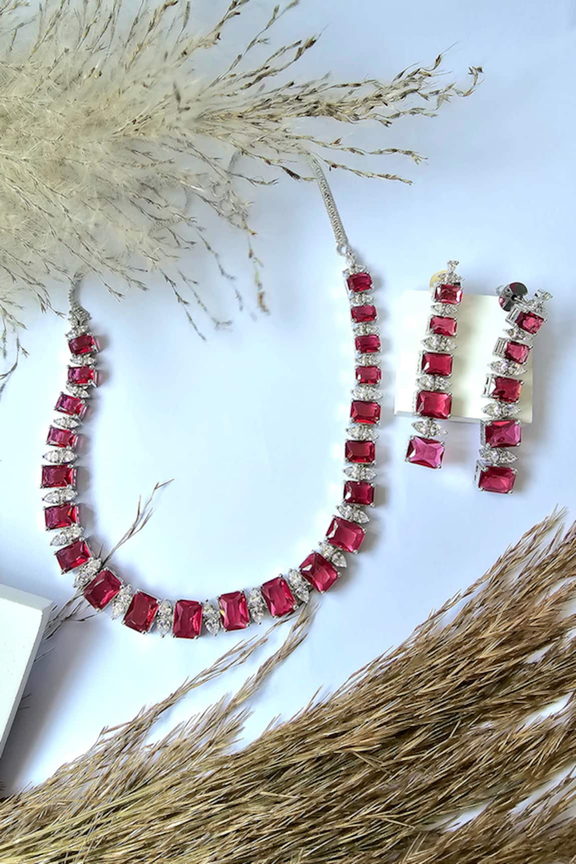 The Bling Girll Ruby Diamond Radiance Embellished Jewellery Set