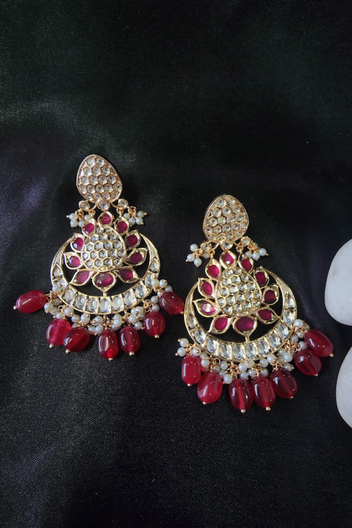 The Bling Girll Ornate Stone Studded Chandbali Earrings