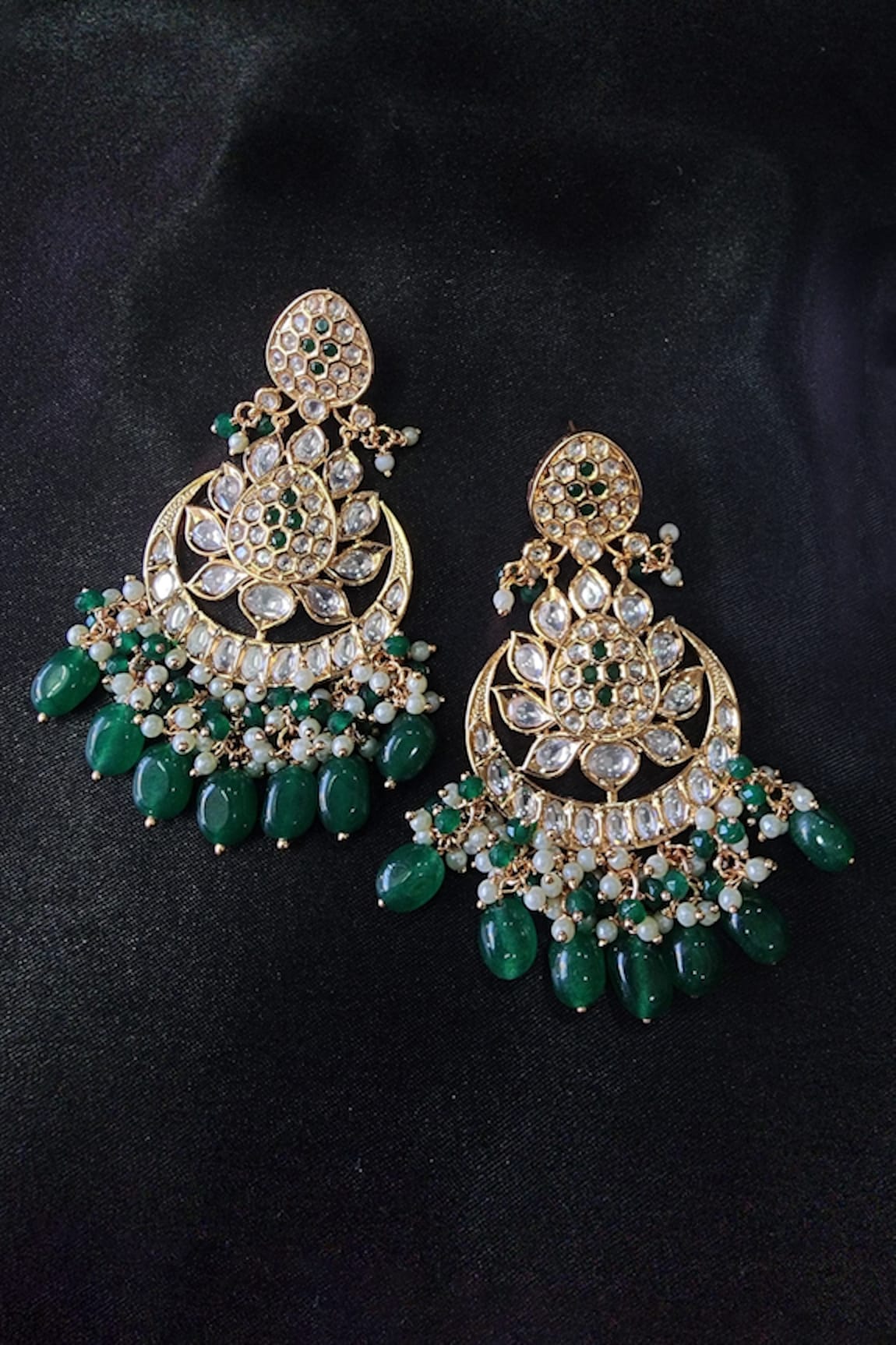 Buy Gold Plated Kira Petals Stone Studded Chandbali Earrings by The Bling  Girll Online at Aza Fashions.